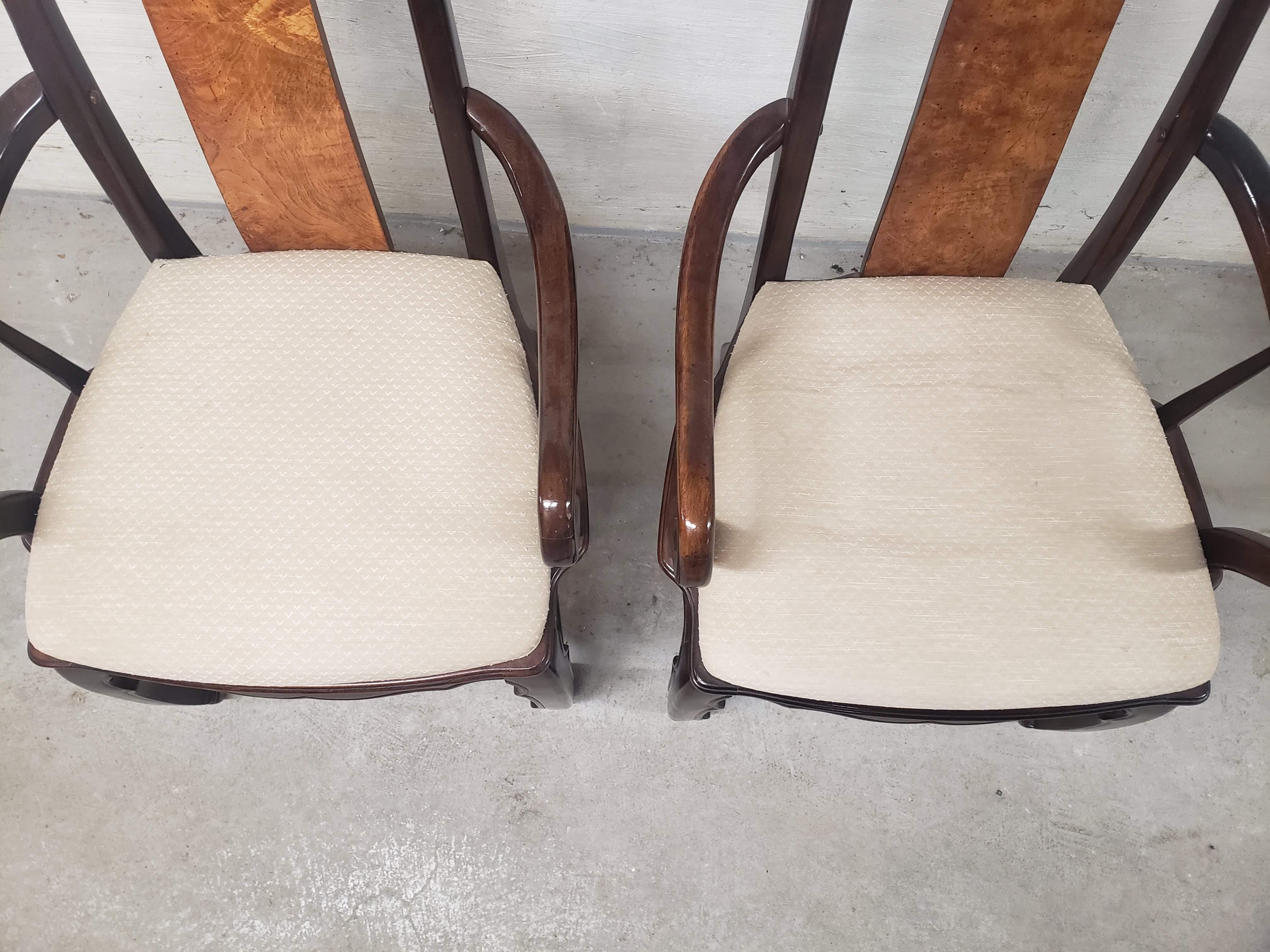 Chin Hua Chinoiserie Dining Chairs W/ Arms In Good Condition In Toronto, ON