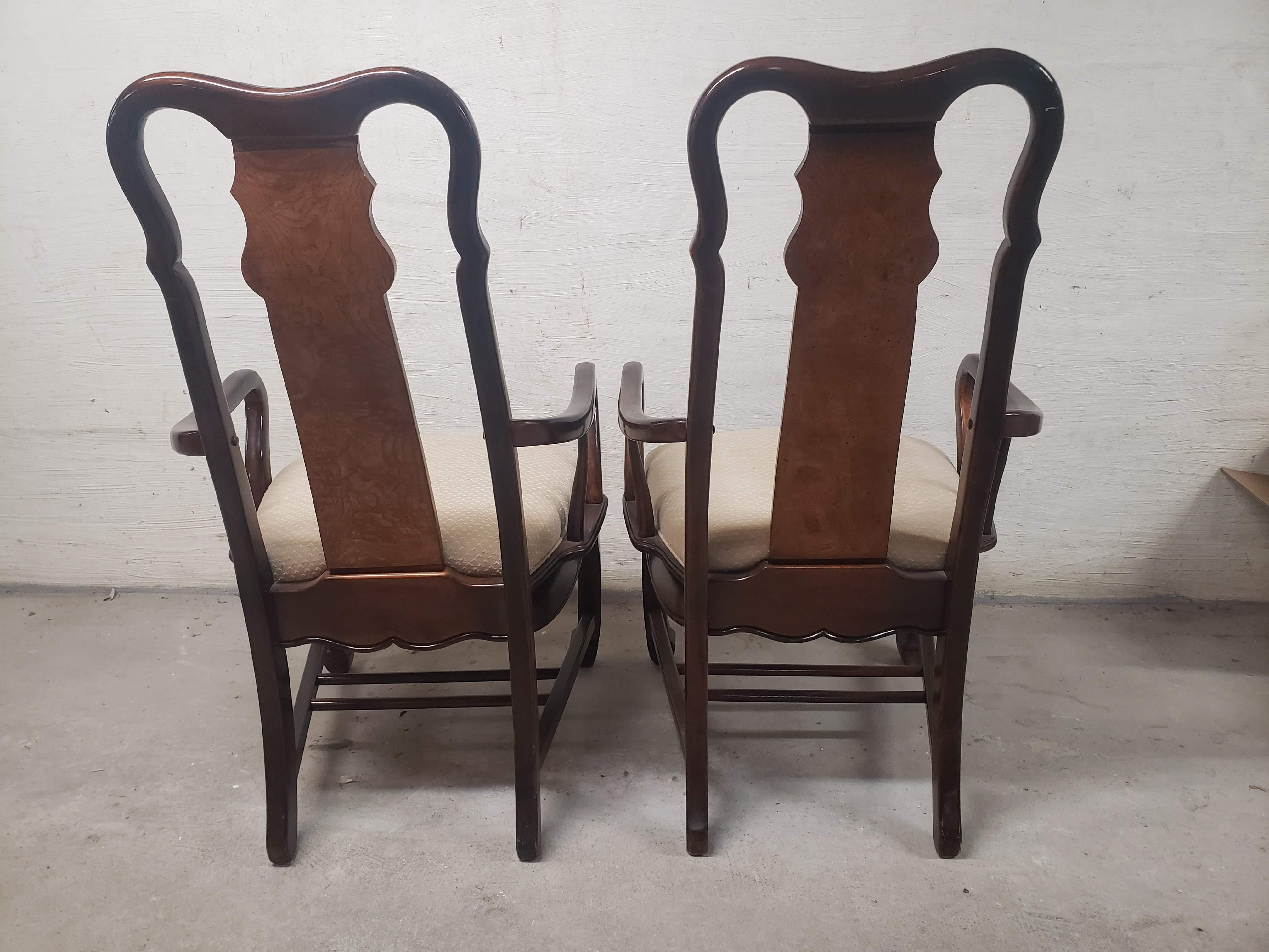 Wood Chin Hua Chinoiserie Dining Chairs W/ Arms