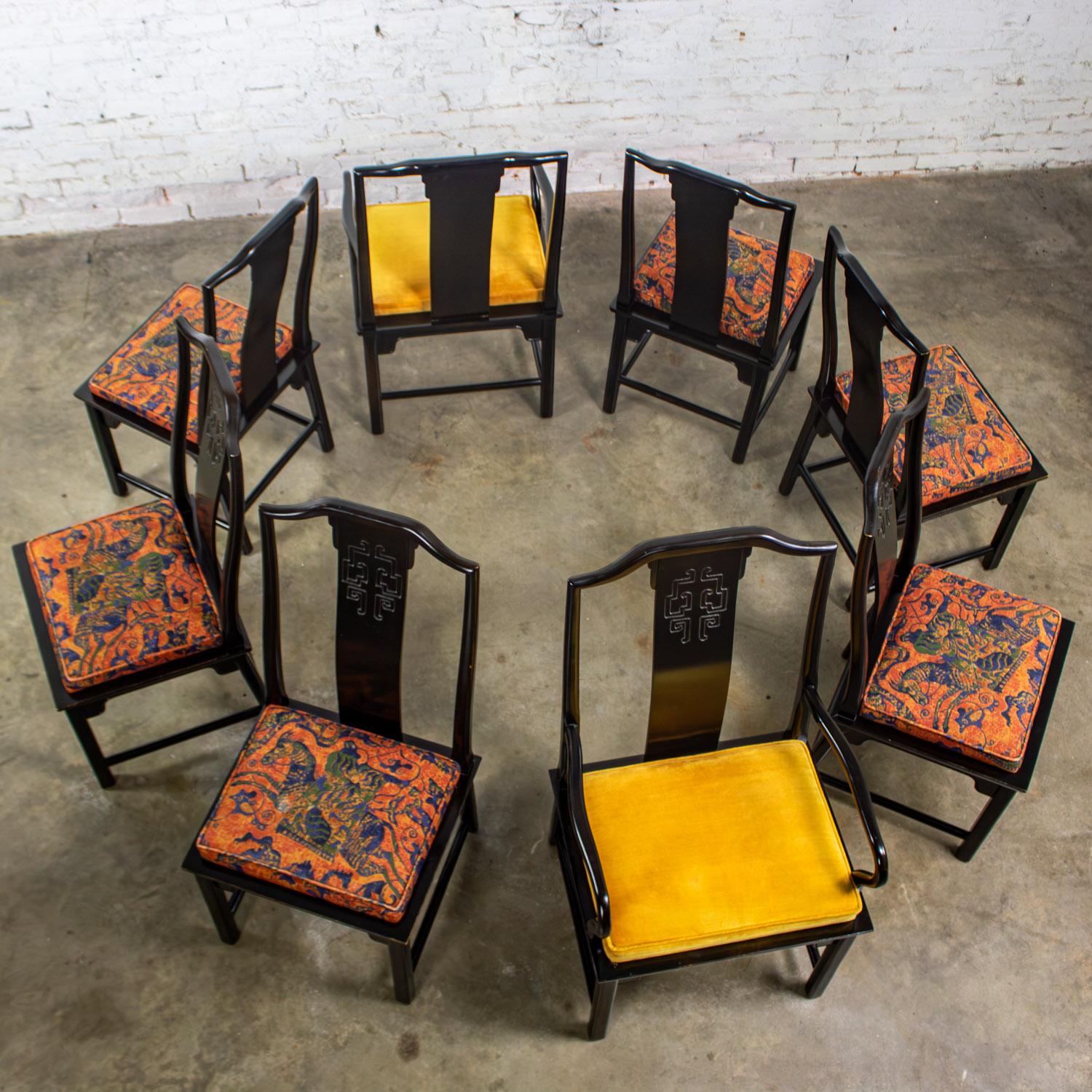 Chin Hua Ensemble de 8 chaises de salle à manger 4 côtés et 2 accoudoirs par Raymond K. Sobota pour Century en vente 2