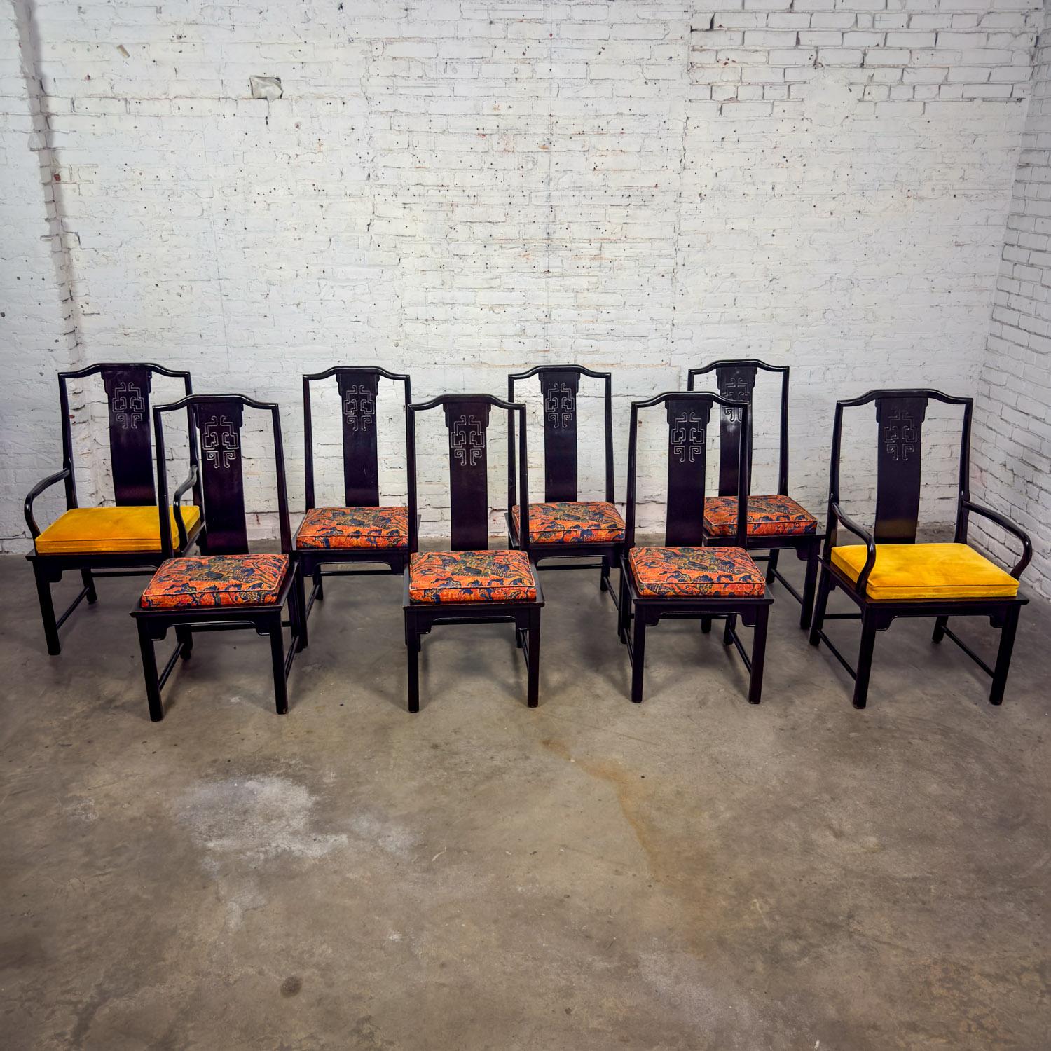 Chin Hua Ensemble de 8 chaises de salle à manger 4 côtés et 2 accoudoirs par Raymond K. Sobota pour Century en vente 4