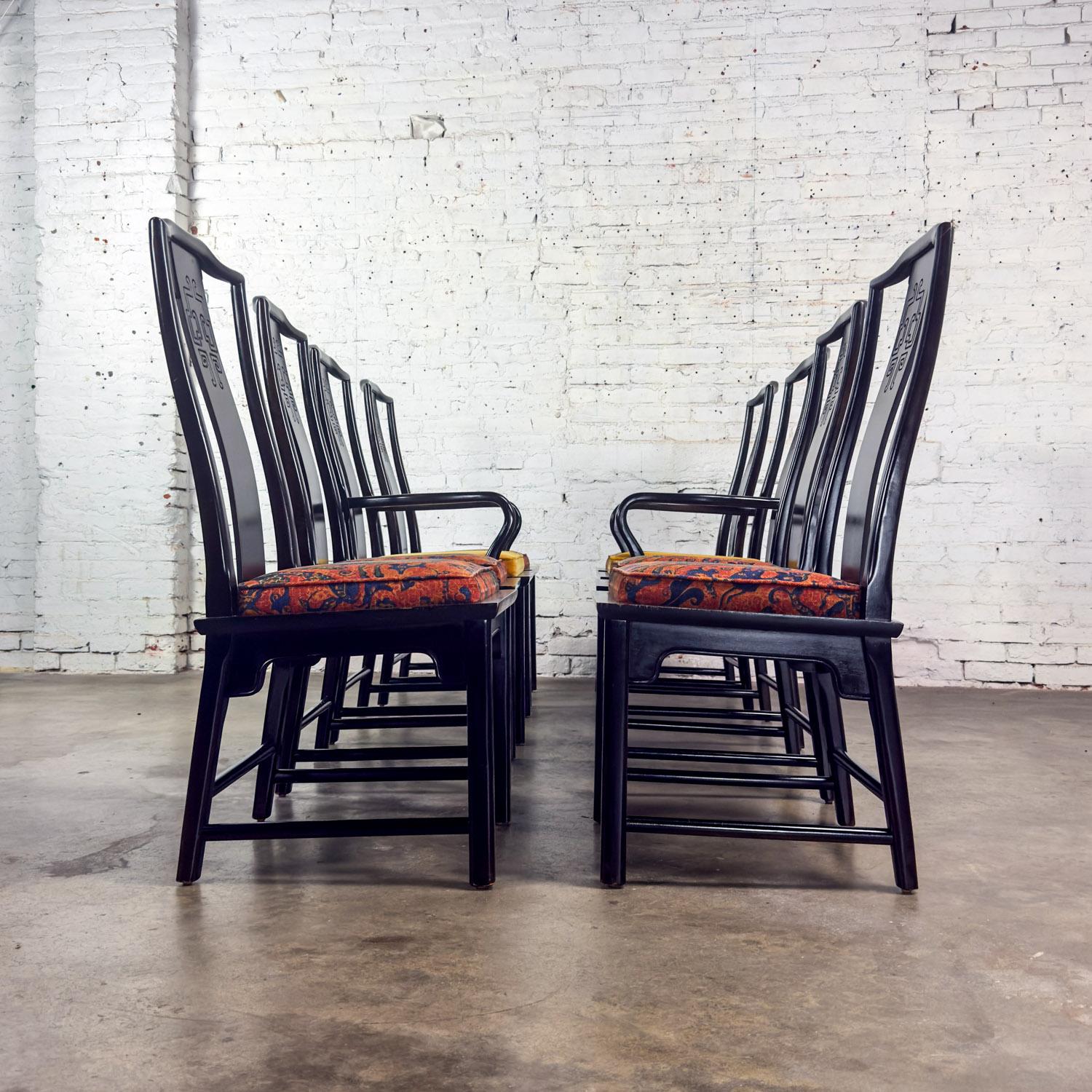 Chin Hua Ensemble de 8 chaises de salle à manger 4 côtés et 2 accoudoirs par Raymond K. Sobota pour Century en vente 6