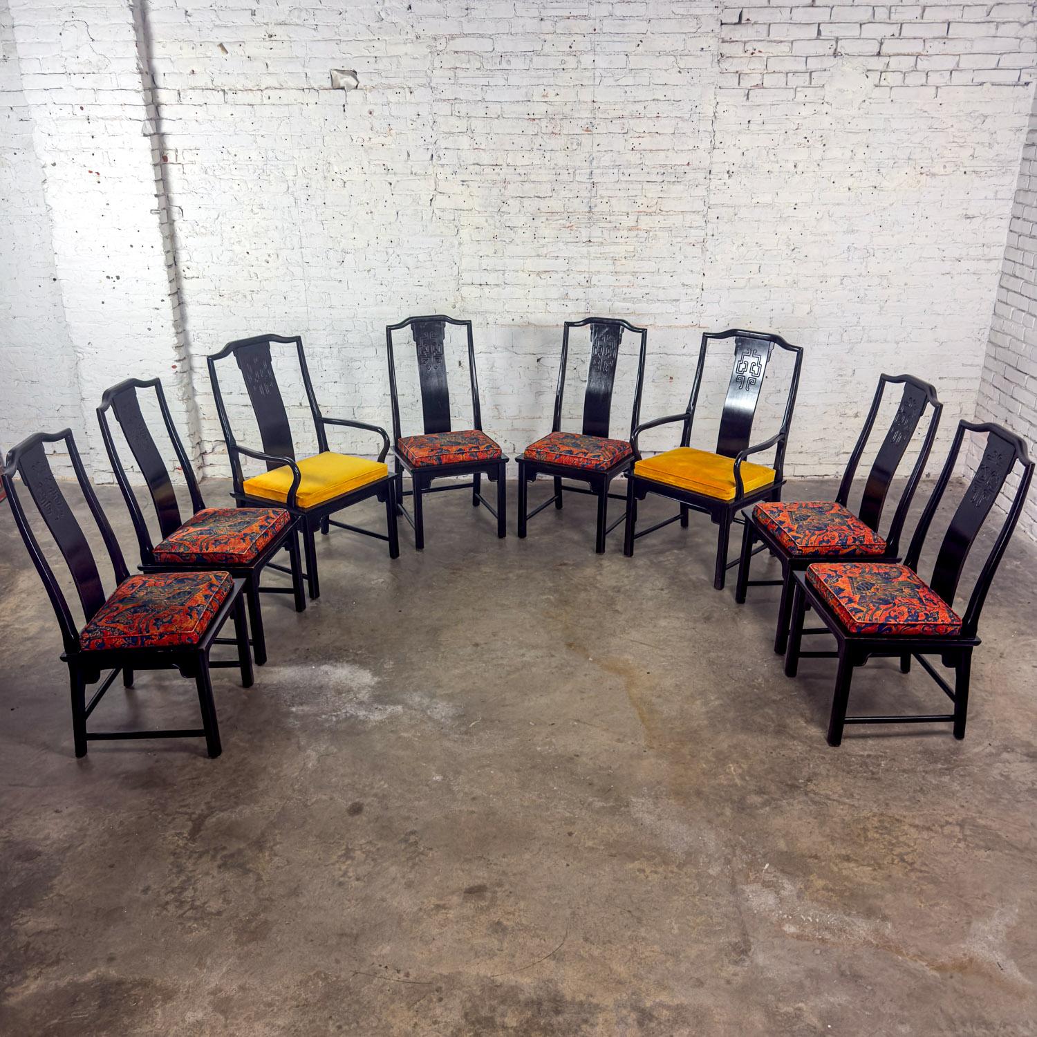 Chin Hua Ensemble de 8 chaises de salle à manger 4 côtés et 2 accoudoirs par Raymond K. Sobota pour Century en vente 12