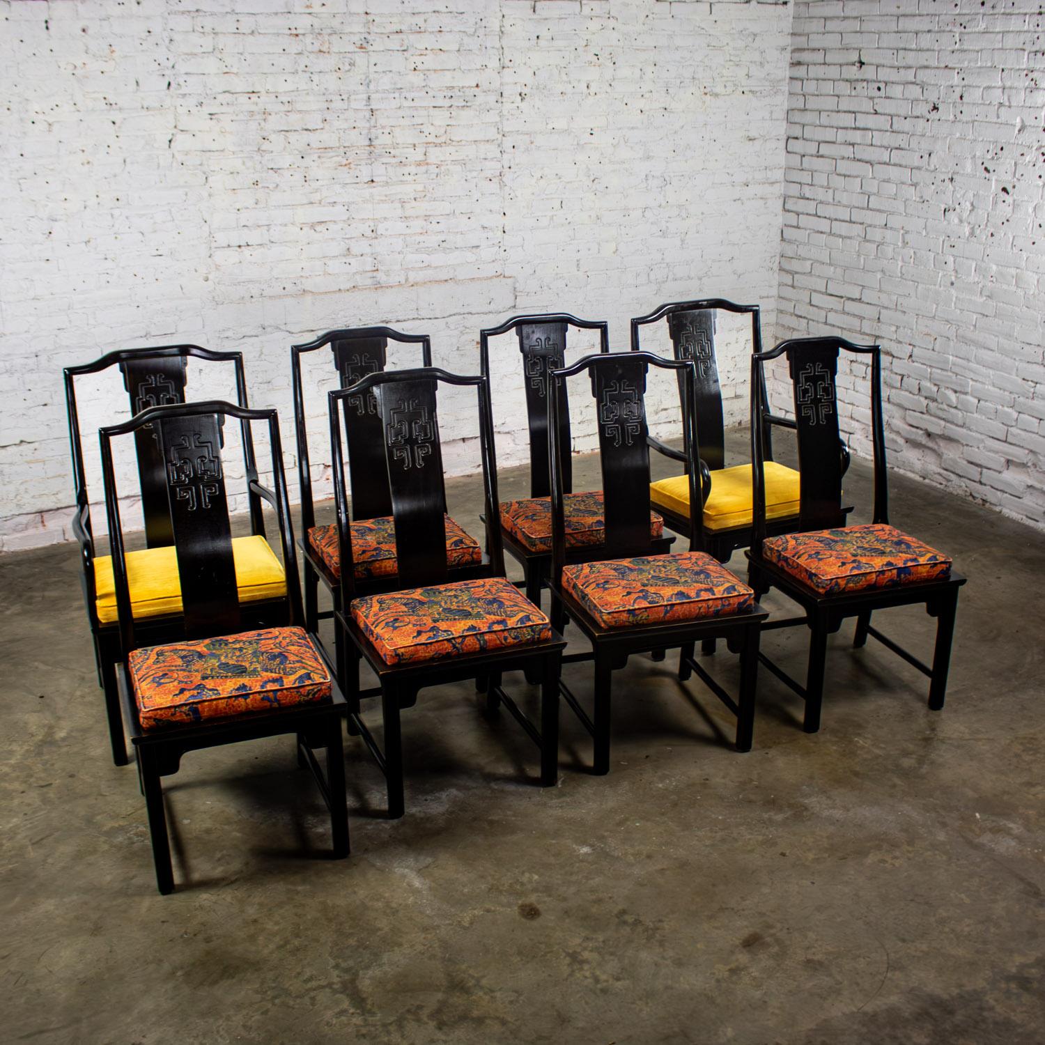 Chin Hua Ensemble de 8 chaises de salle à manger 4 côtés et 2 accoudoirs par Raymond K. Sobota pour Century Bon état - En vente à Topeka, KS
