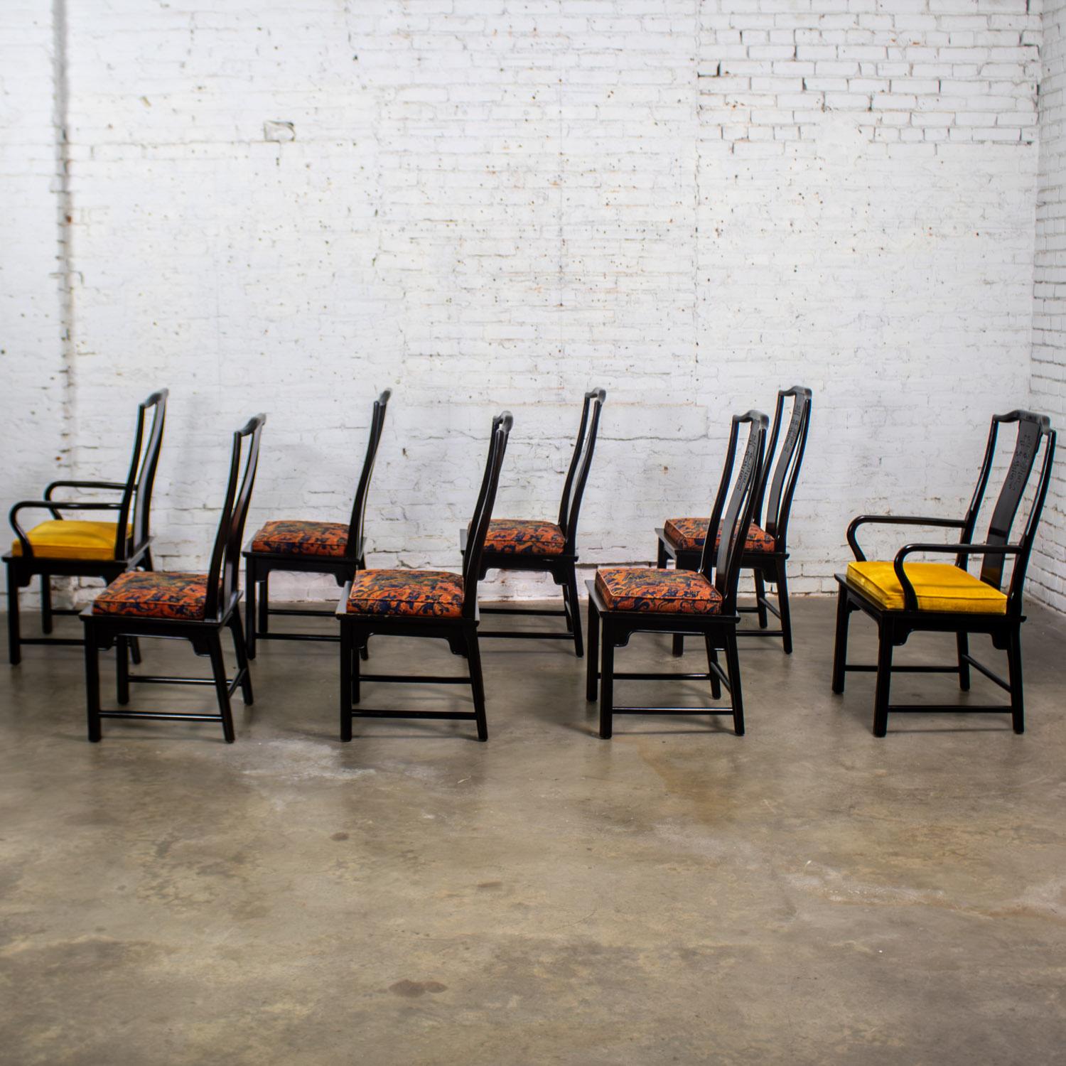 Chin Hua Ensemble de 8 chaises de salle à manger 4 côtés et 2 accoudoirs par Raymond K. Sobota pour Century en vente 1