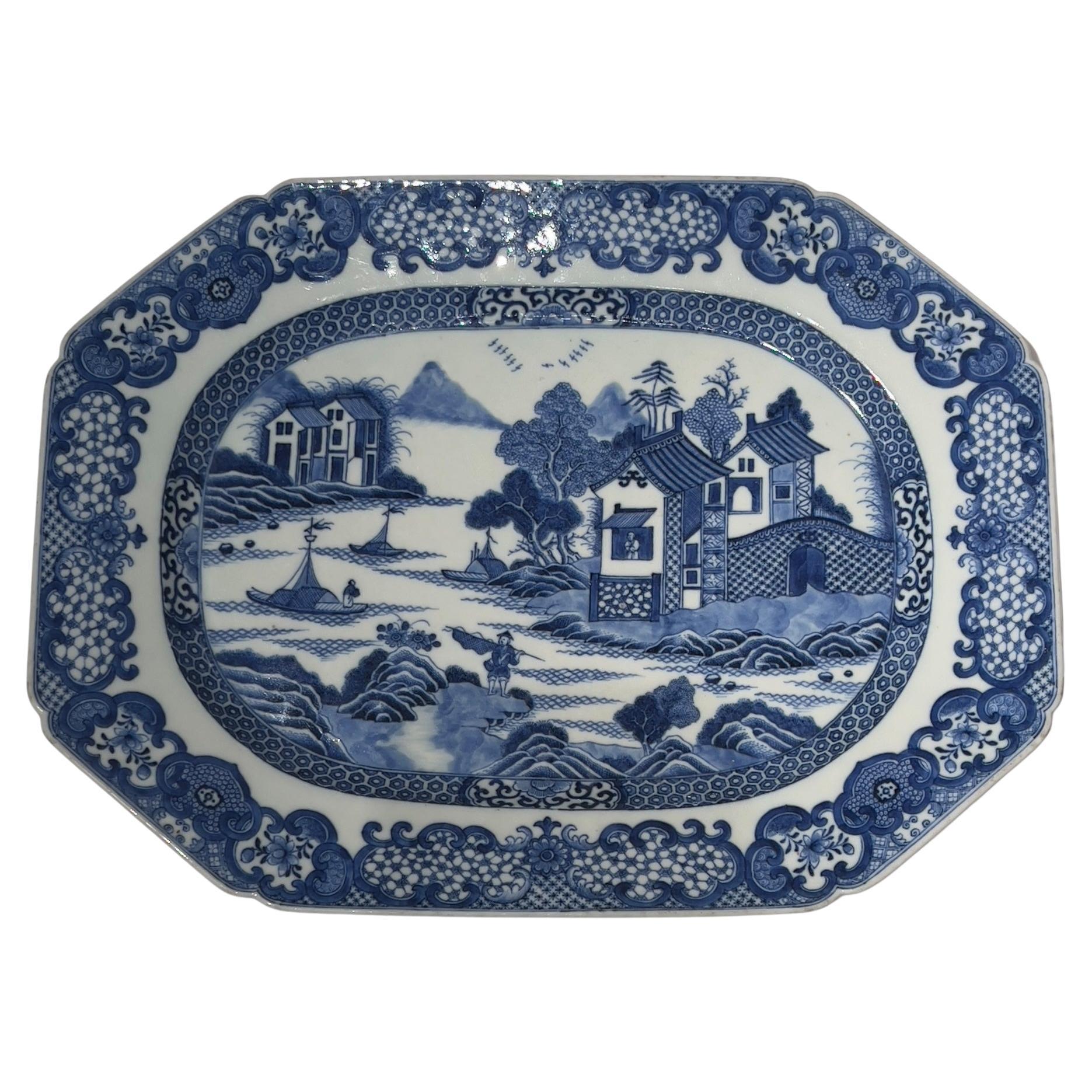 China, 18th Century, Blue-and-White Decorated Dish, circa 1780