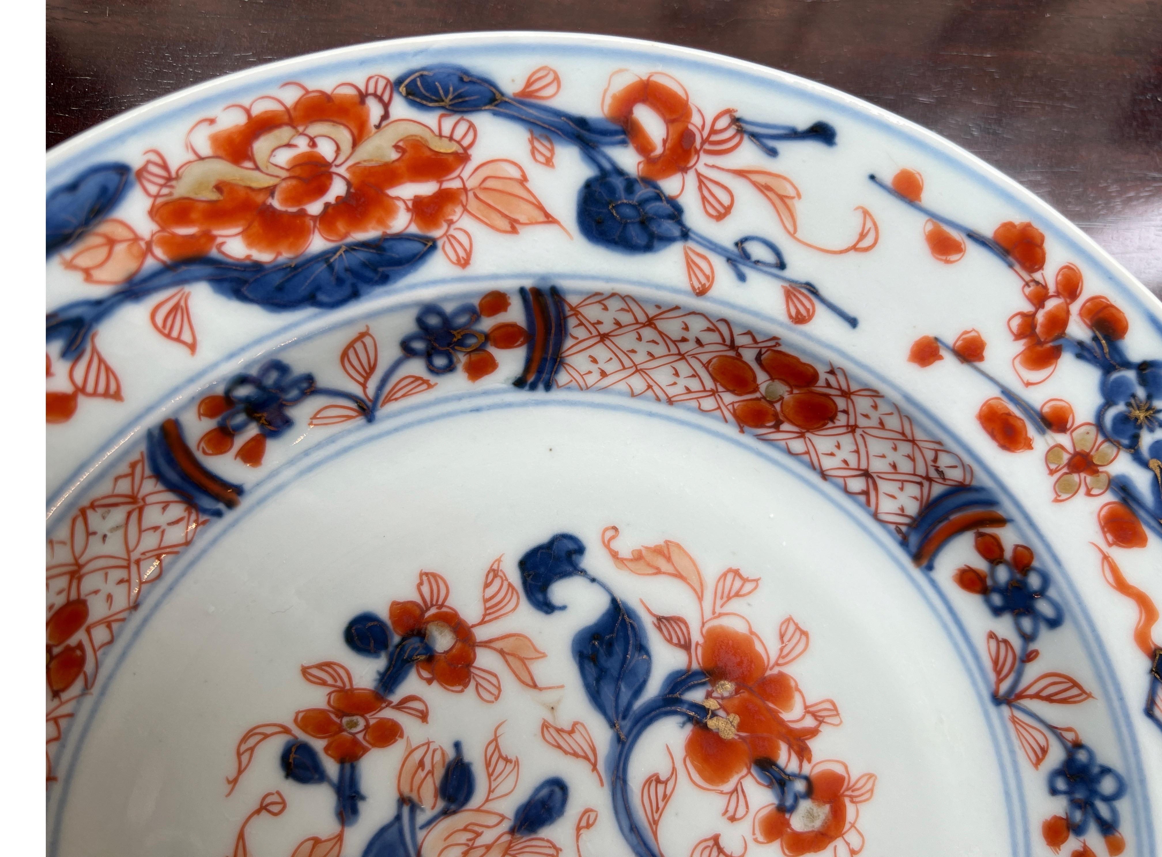 China, 18th Century Chinese Export Imari Porcelain Plate with vase pattern 1710 4