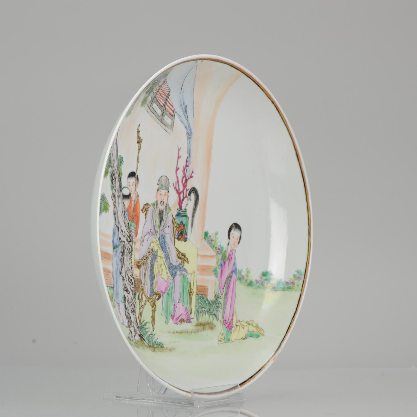 19th Century China 19/20c Pagoda Garden Plate Fencai Soft Coloured Chinese Porcelain For Sale