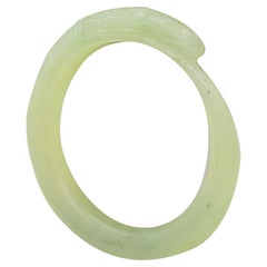 Used China 1900 Qing Dynasty Clear Green jade Bangle Bracelet With A Carved Horse