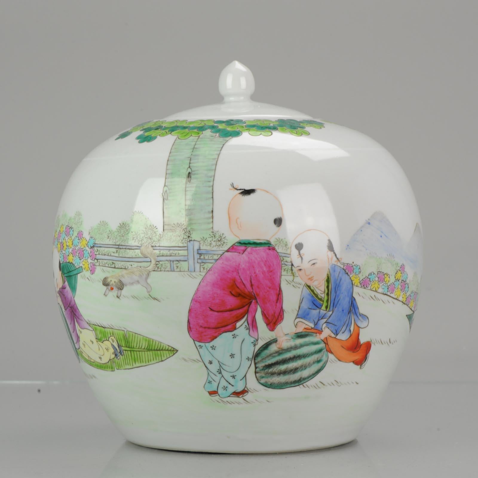 China 20th Century Boys Jar and Vase Chinese Porcelain Proc, circa 1970-1990 In Excellent Condition In Amsterdam, Noord Holland