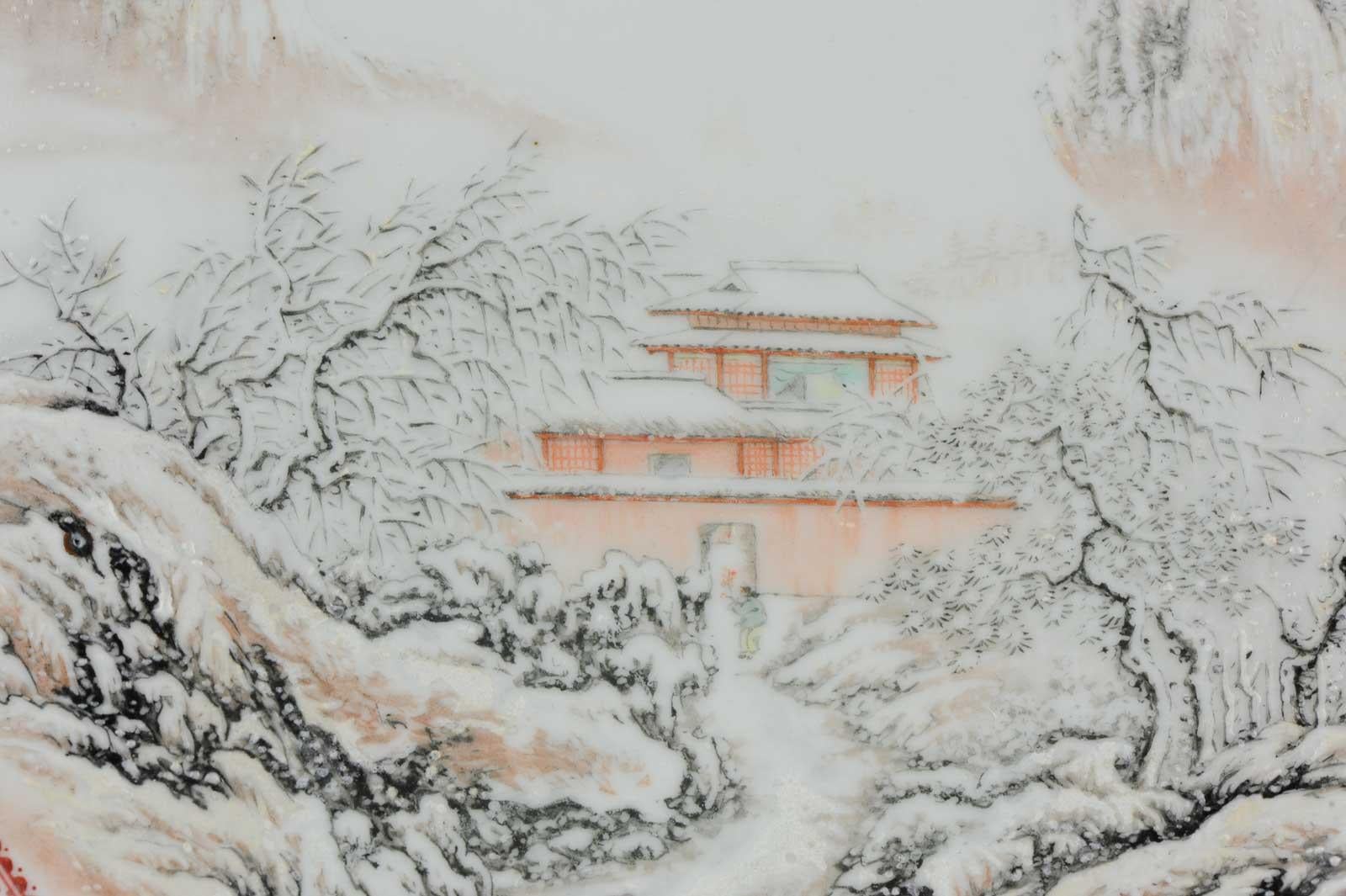 Assiette de paysage d'hiver en porcelaine de Chine du 20ème siècle Période de procécution en vente 5