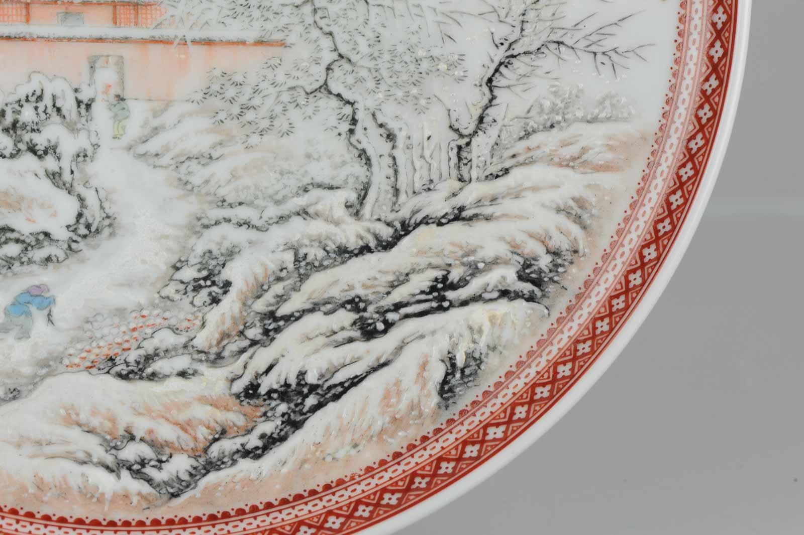 Assiette de paysage d'hiver en porcelaine de Chine du 20ème siècle Période de procécution en vente 8