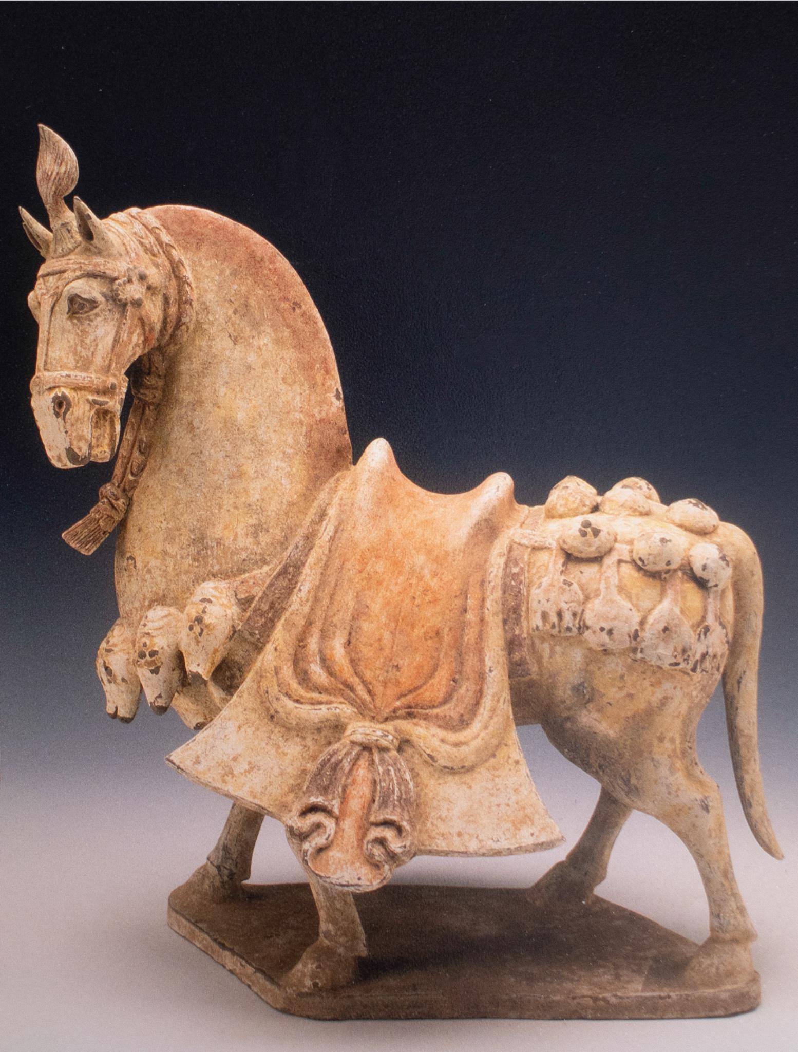 Chinese China 549-577 AD Northern Qi Dynasty Ancient Caparisoned Horse In Earthenware For Sale