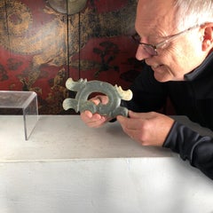 China Ancient Hongshan Culture Jade "Double Dragon" Cloud Ornament 3500-3000 BC