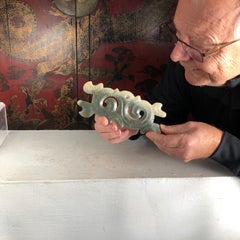 China Ancient Hongshan Culture Jade "Double Dragon" Cloud Ornament 3500-3000 BC