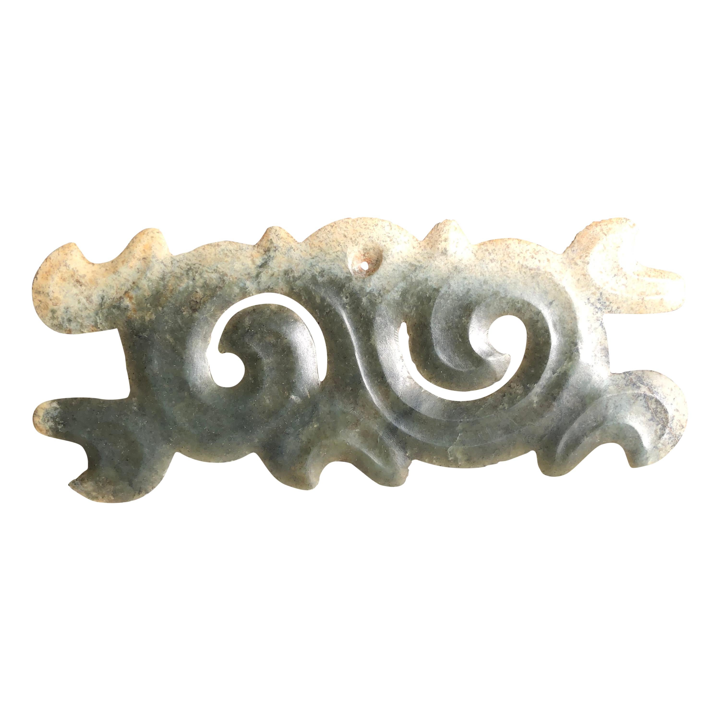 China Ancient Hongshan Culture Jade "Double Dragon" Cloud Ornament 3500-3000 BC