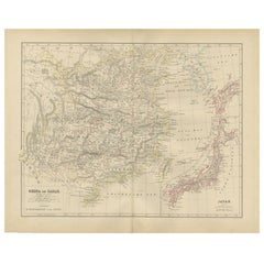 China and Japan Map with Korea – Nieuwe Hand-Atlas, Leiden 1876