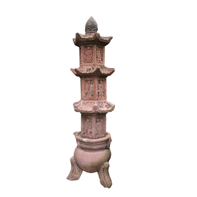 Qing China Antique Monumental Buddhist Stone Pagoda Tower For Sale
