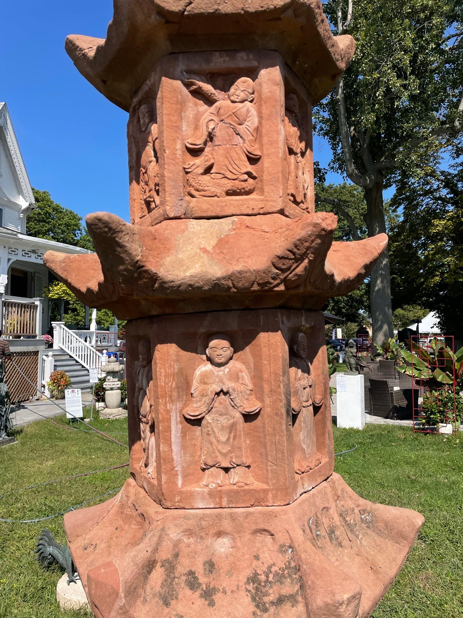 19th Century China Antique Qing Monumental Buddhist Stone Pagoda  For Sale