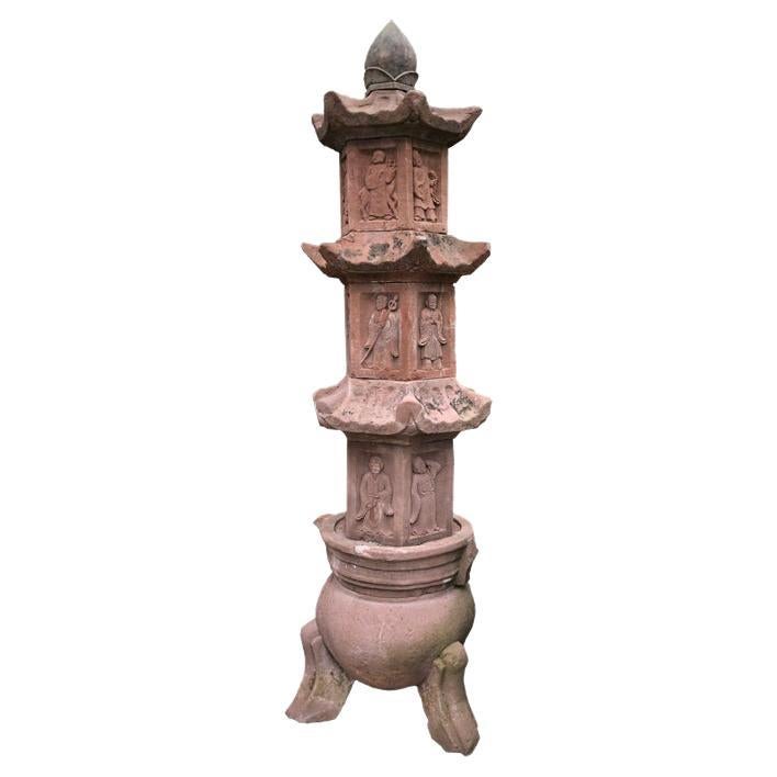 China Antique Qing Monumental Buddhist Stone Pagoda  For Sale