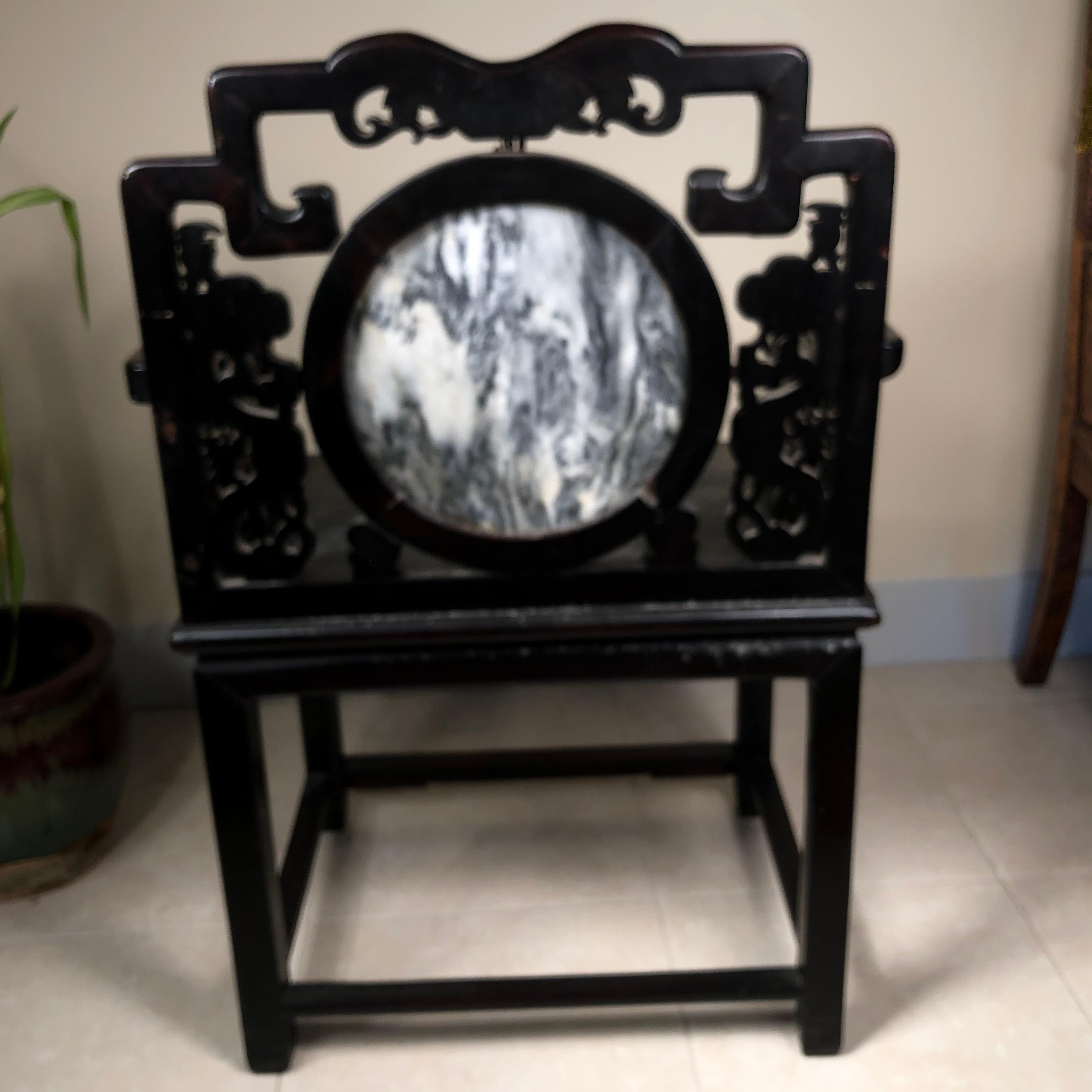 China Finest Antique Dream Stone And Mother Pearl  Inlaid Chair  For Sale 9