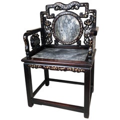 China Finest Antique Dream Stone And Mother Pearl  Inlaid Chair 