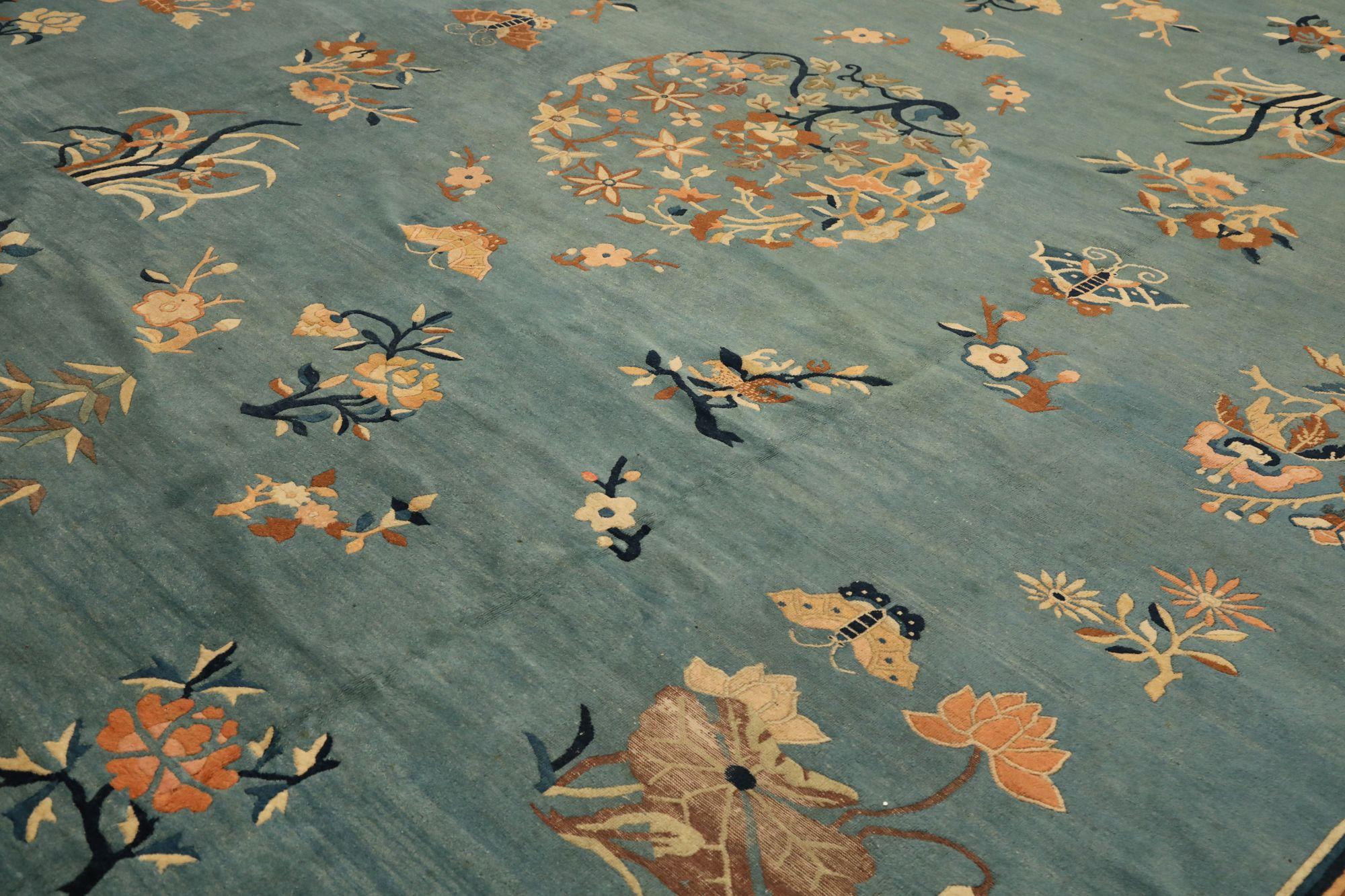 Cinese Tappeto China Art Deco Over Size - Design Blu Lana - 97372 in vendita