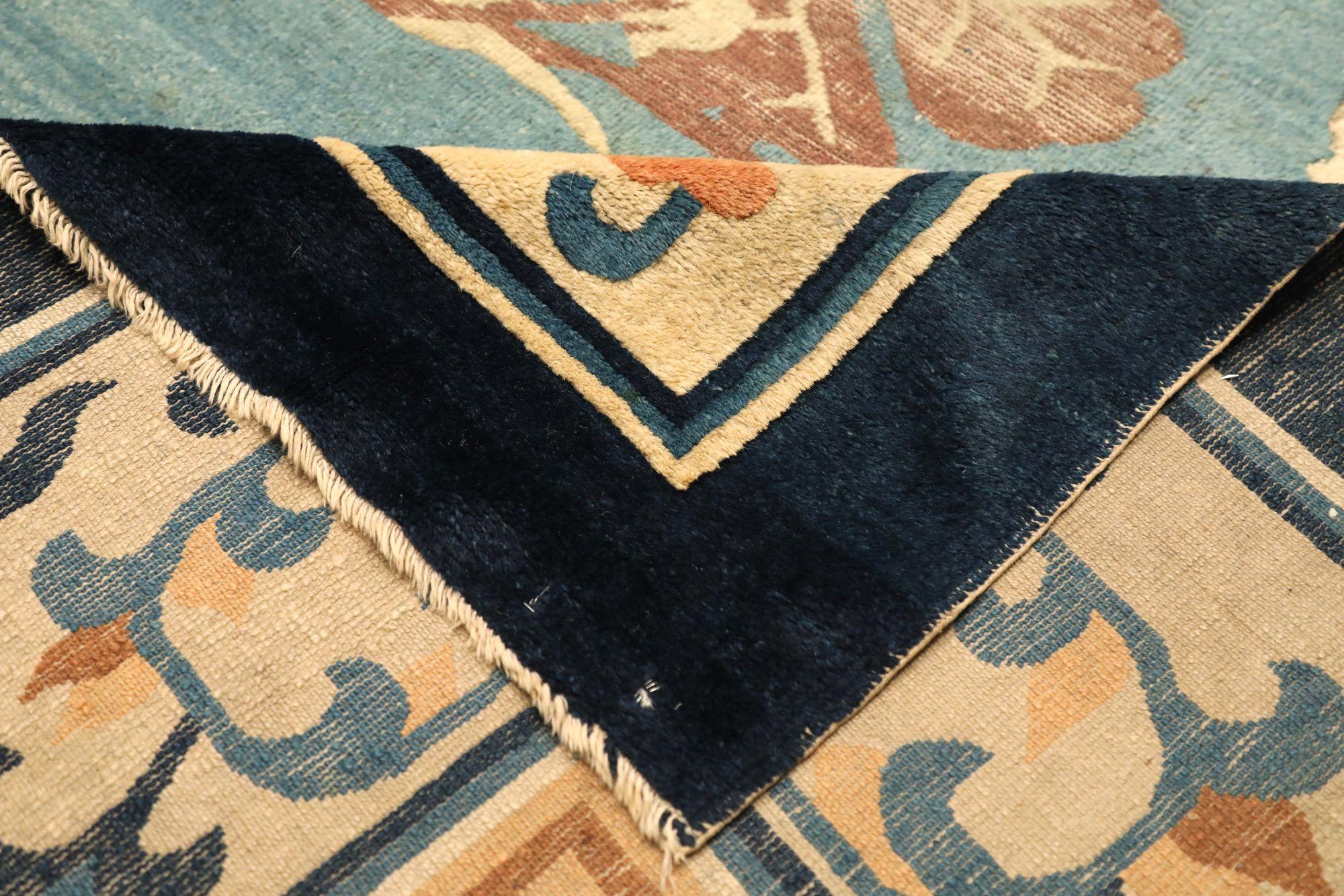 Tappeto China Art Deco Over Size - Design Blu Lana - 97372 In condizioni ottime in vendita a Dallas, TX