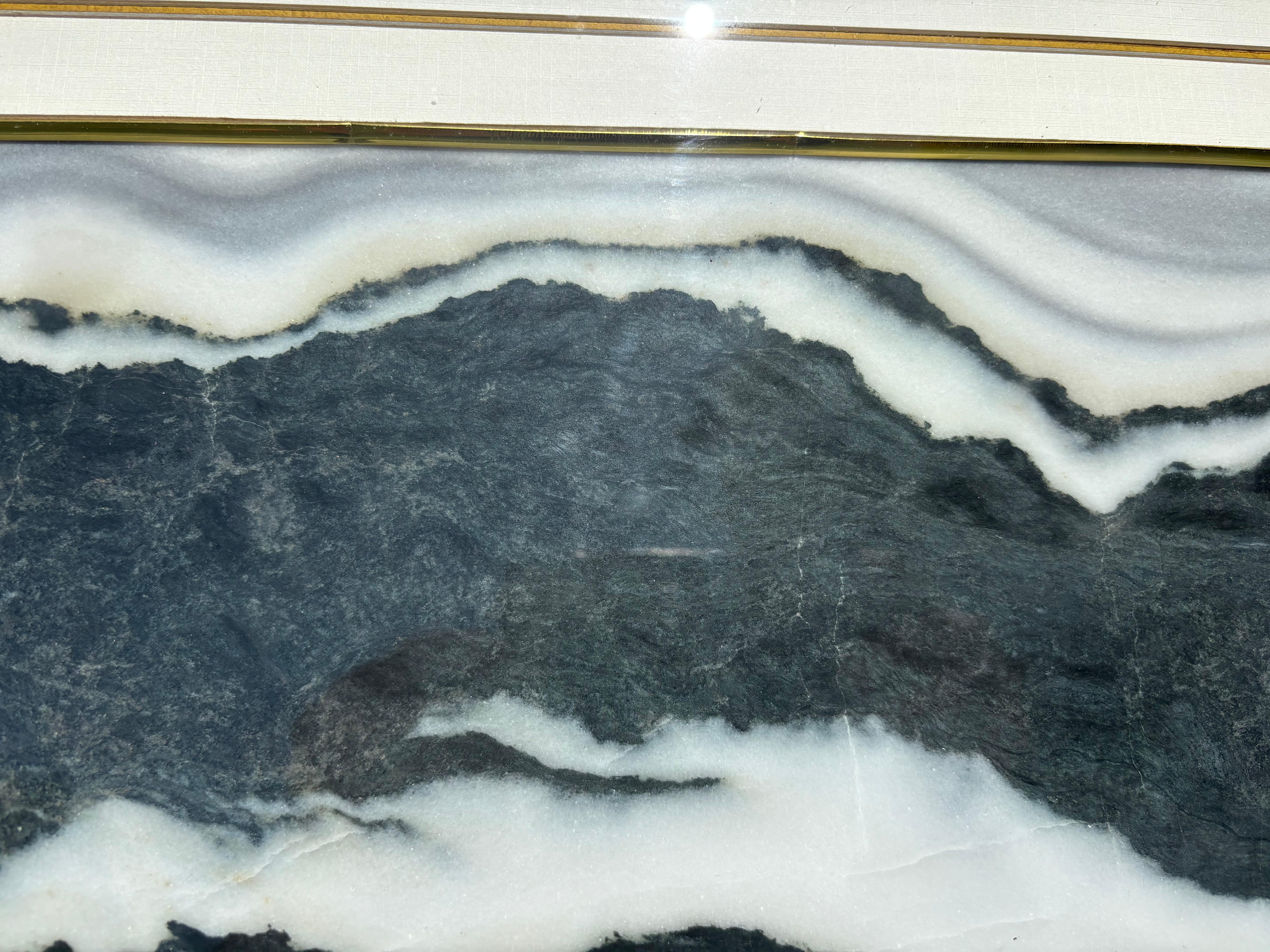 China Schwarz-Weiß-Mondlicht Vier Gebirgszüge Steinmalerei (Marmor) im Angebot