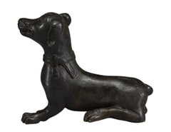 China, Bronze Scroll Weight Depicting A Seated Dog, Qing, 18th Century
