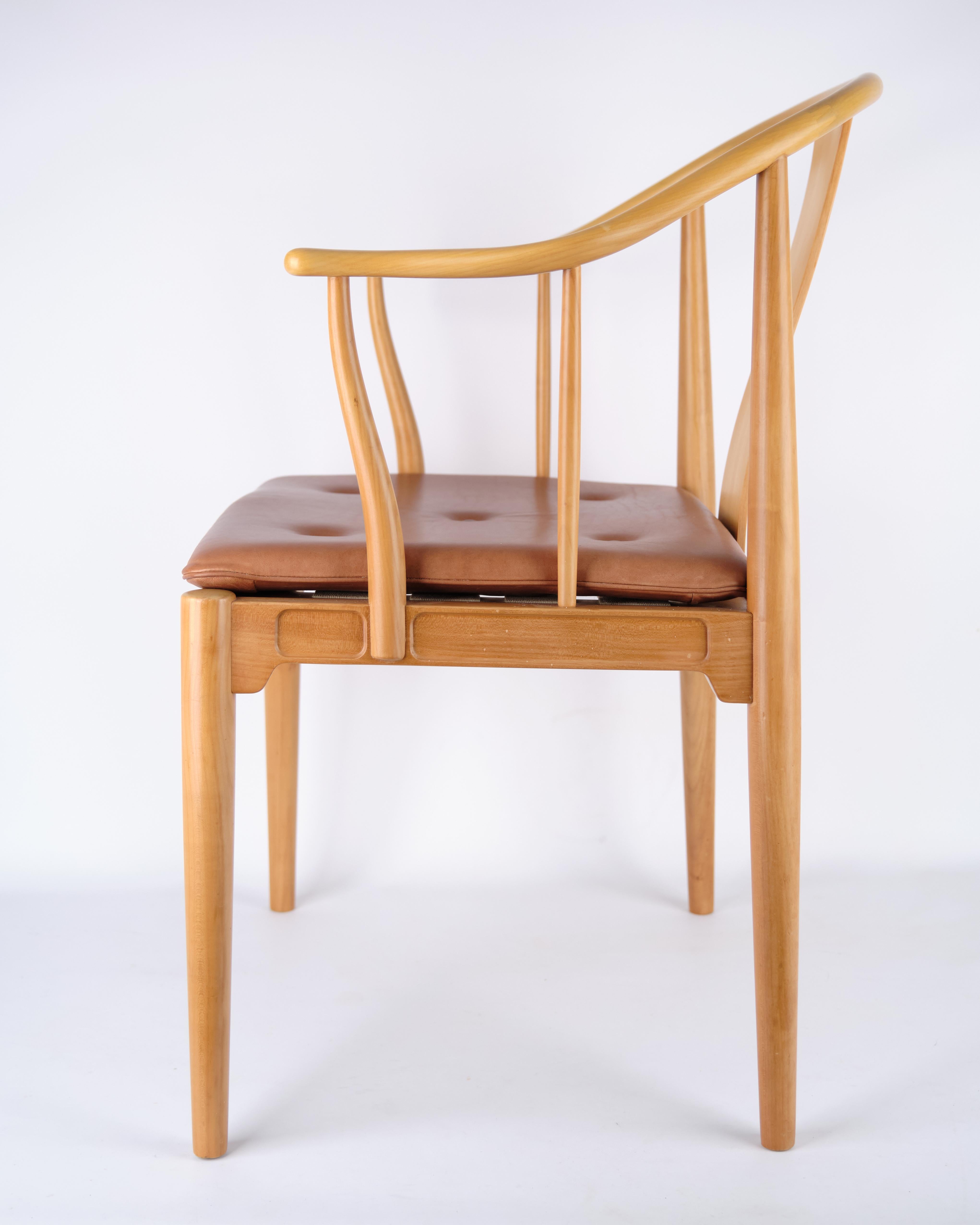 China Stuhl Modell FH 4283 in Kirsche Holz & Cognac Leder von Hans J. Wegner im Zustand „Gut“ im Angebot in Lejre, DK