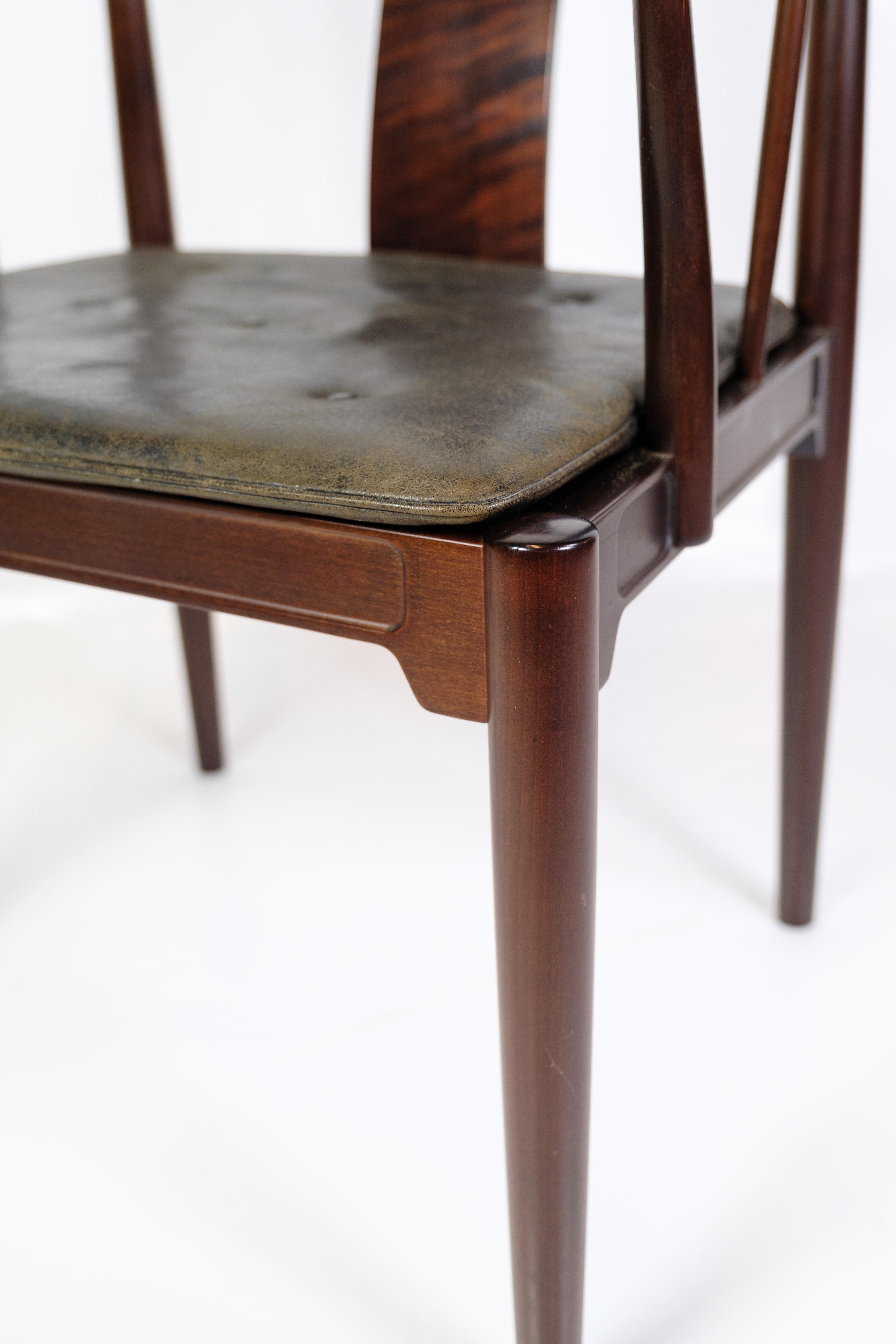 Mid-Century Modern China Chair Model FH 4283 Made In Dark Wood & Black Leather By Hans J. Wegner
