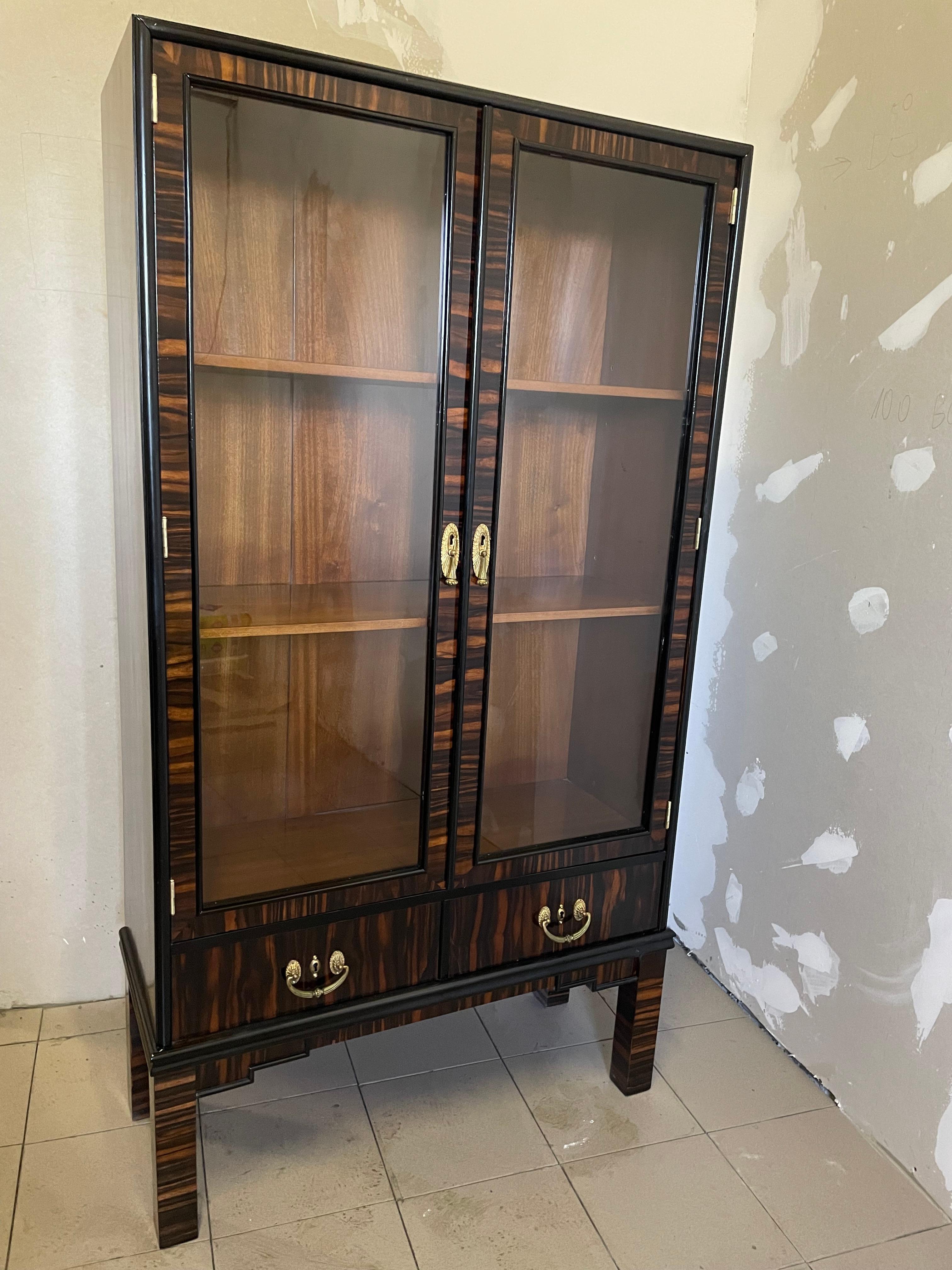 

It has been cleaned to bare veneer, disinfected and finished by hand with high gloss shellac polish.

Every piece of furniture that leaves our workshop from the beginning to the end is subjected to manual renovation, so as to restore its original