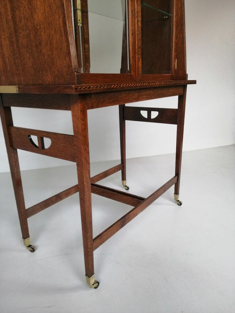Oak China Closet, Bar Secesja from 1900 For Sale