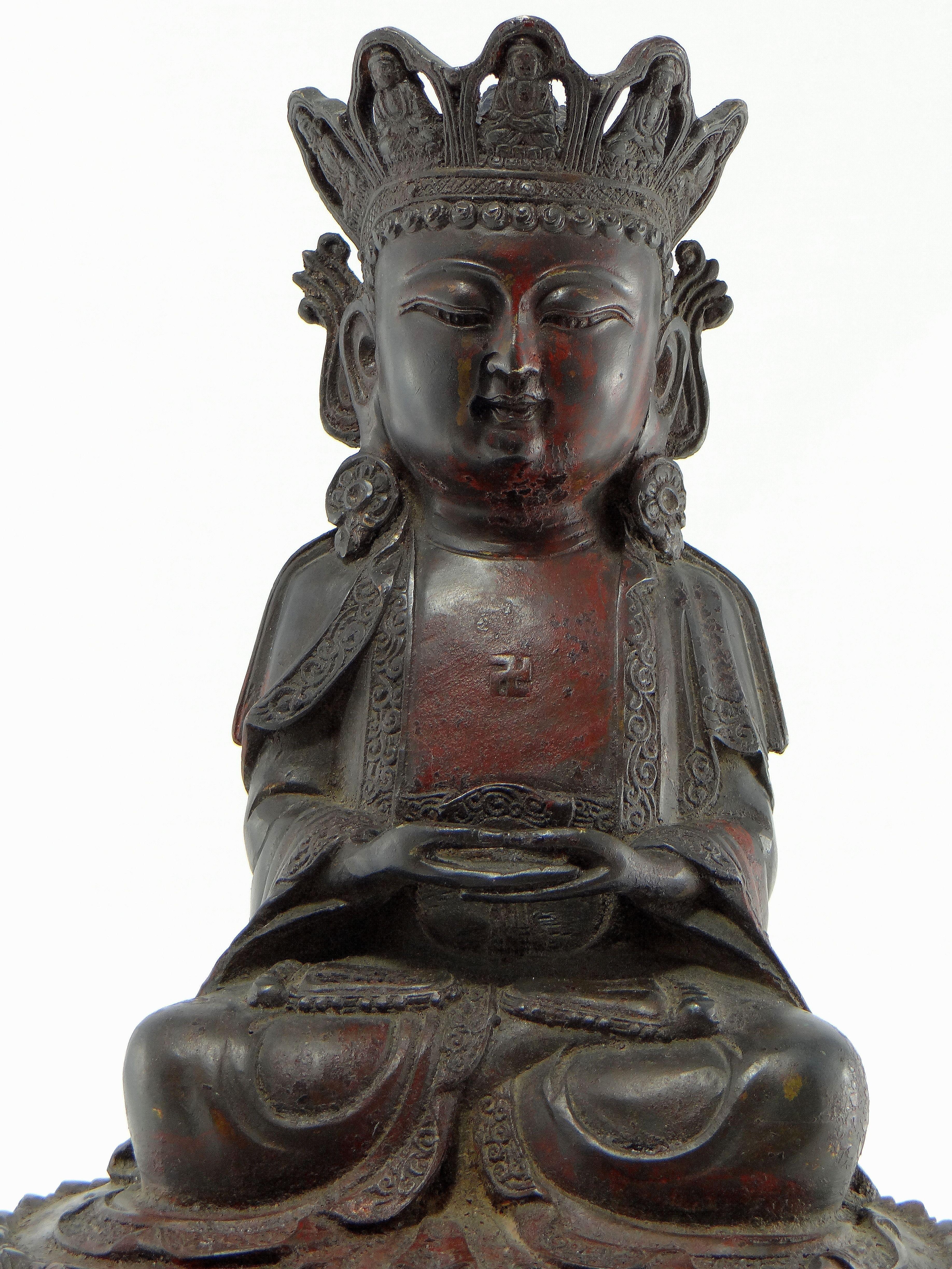 Lacquered China Eighteenth Century, Bronze Statuette of Bodhisattva in Ming Style