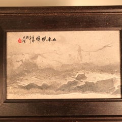 China Natural Stone "Painting" Seaside Along White and Gray Mountains