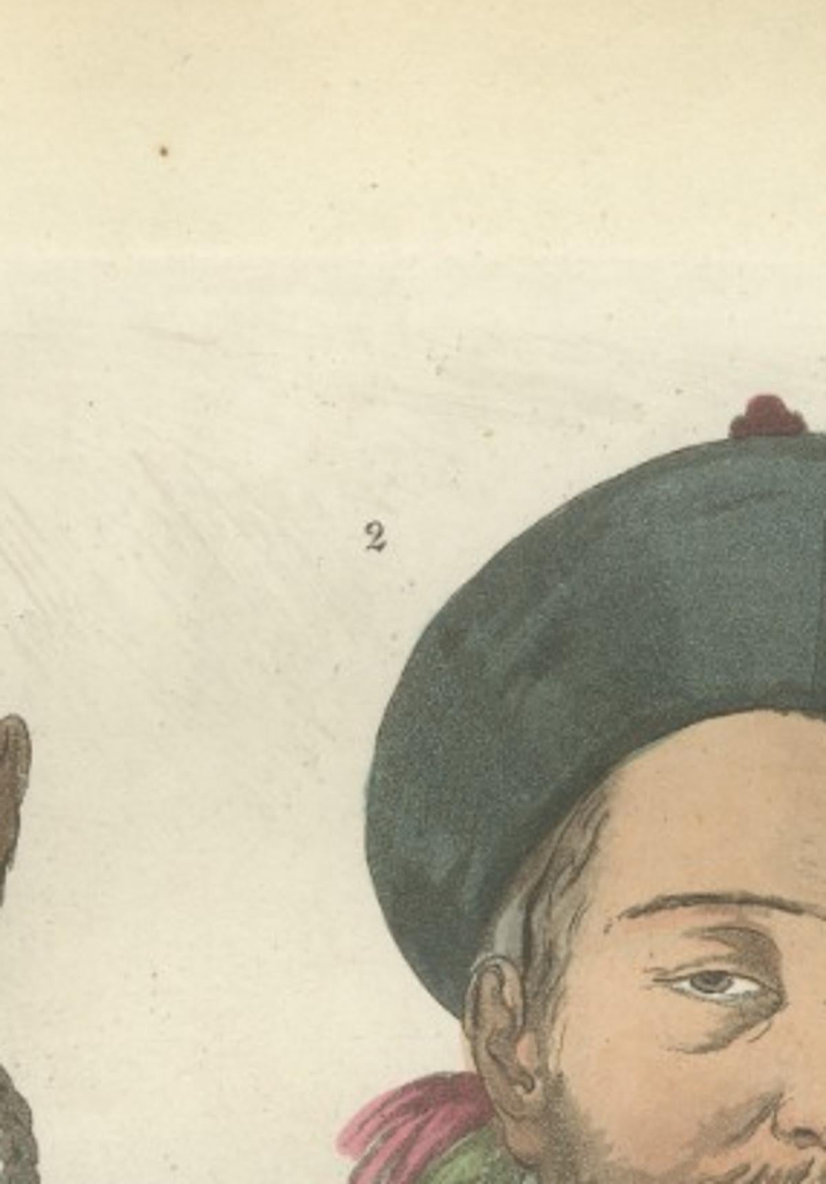 China Figures, Fauna &  Flora – Hand-Colored Antique Print, Ferrario, Italy 1815