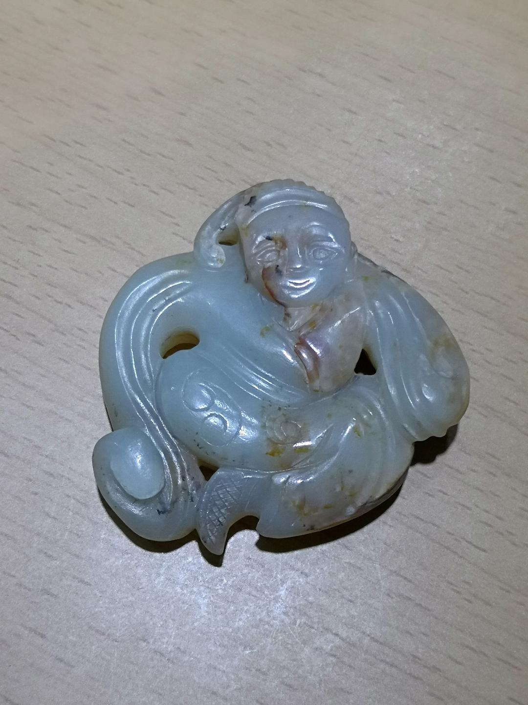 China Fine Antique Jade Celadon Entertainer for after Life, Ming Dynasty 7