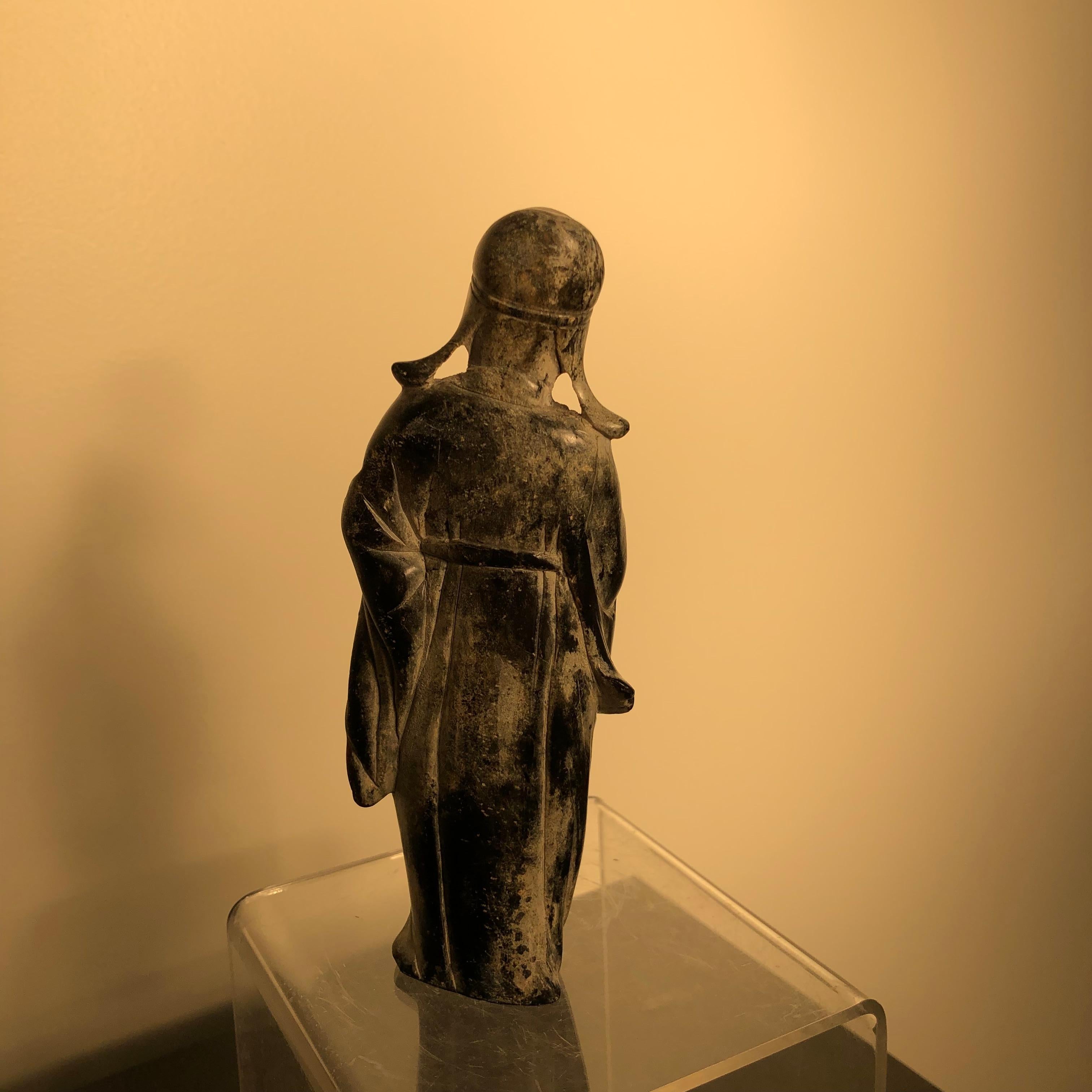 China Fine Early Jade Scholar with Fan, 1750 7