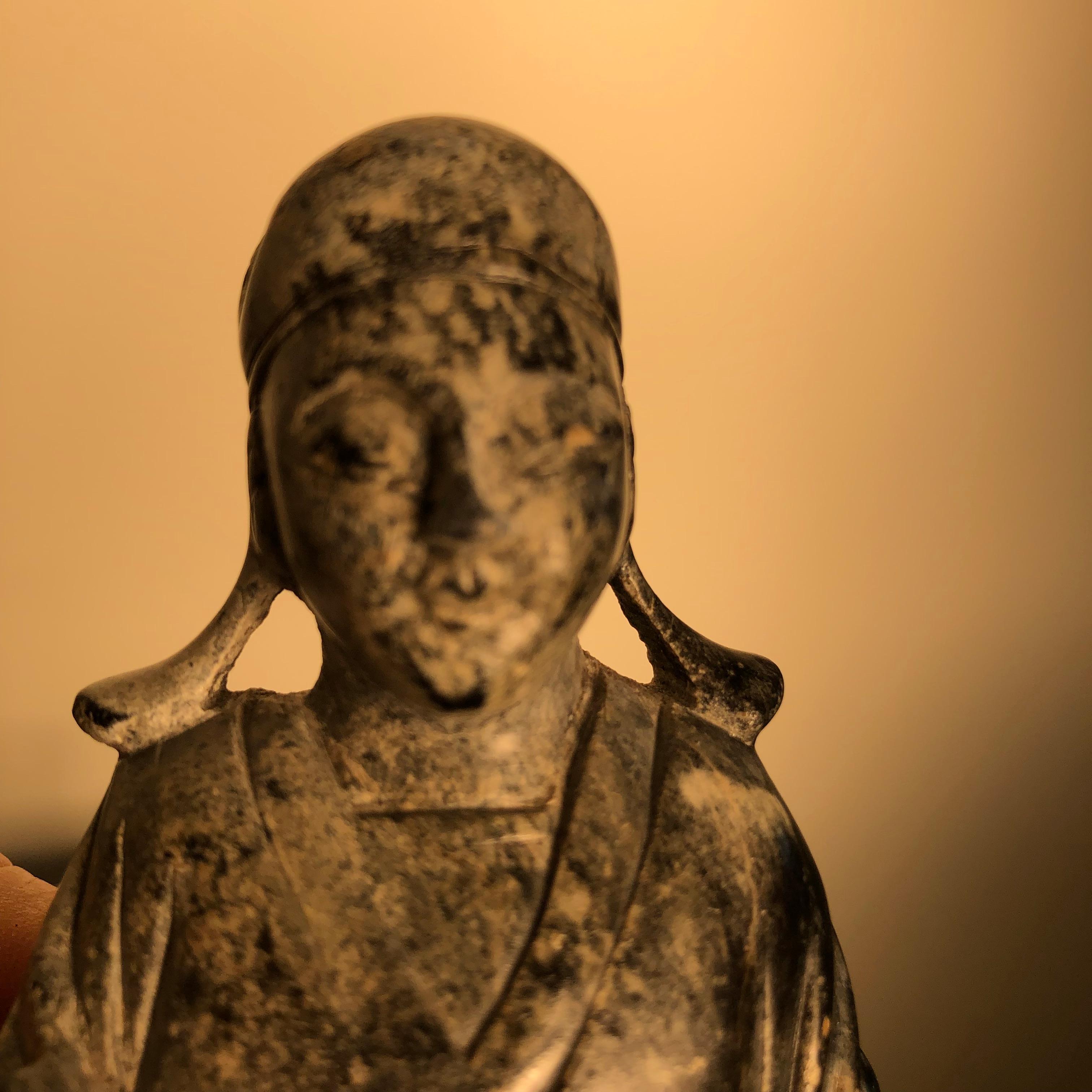 Chinese China Fine Early Jade Scholar with Fan, 1750