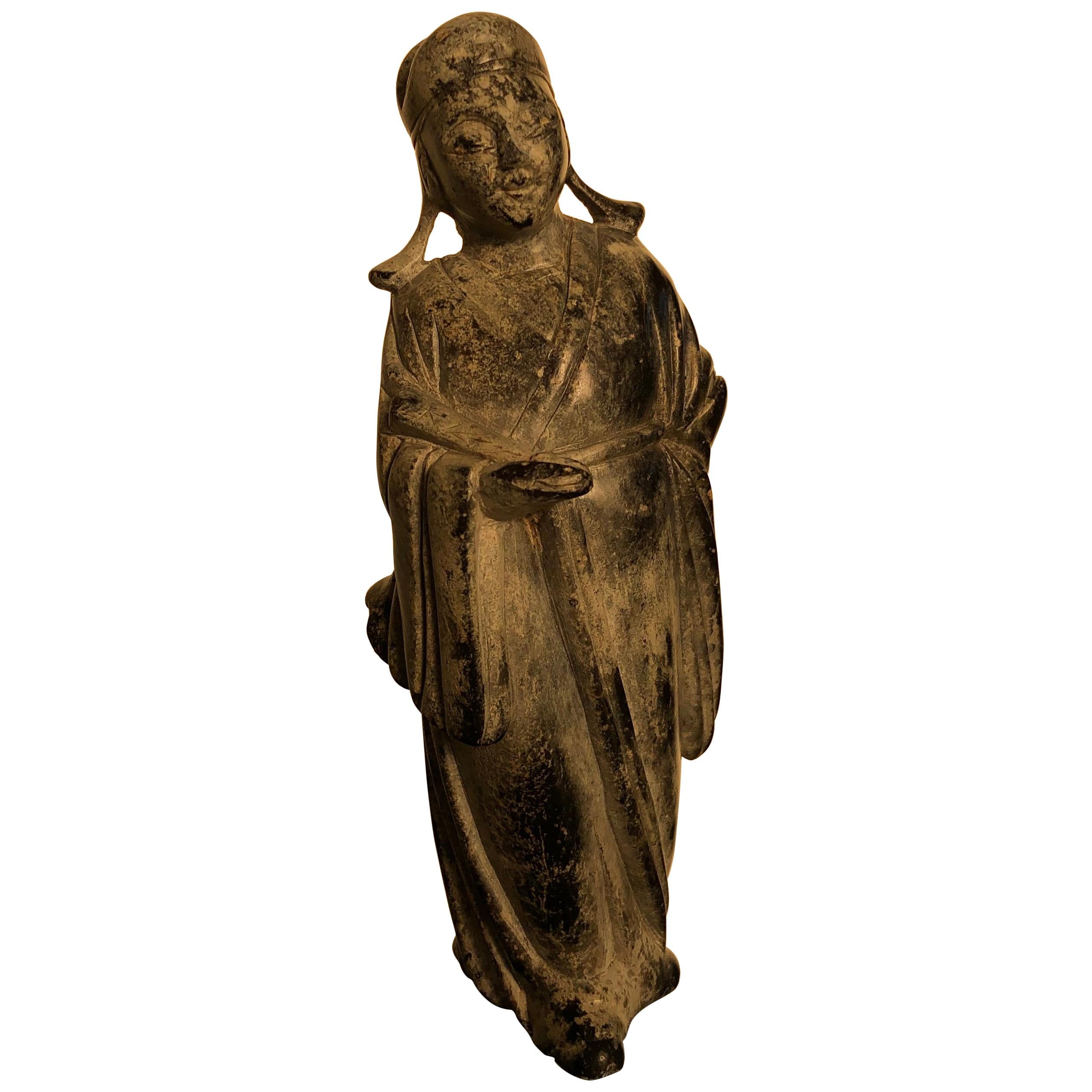 China Fine Early Jade Scholar with Fan, 1750