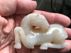 China Fine Early White Jade Horse, Qing Dynasty, 19th Century