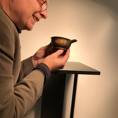 China Fine Old Gold Gilt Silver Wine Cup Pourer, "Mandarins & Flowers"