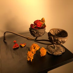 China Fine Old Pair of Gold Gilt Silver Fragrance Incense Holders