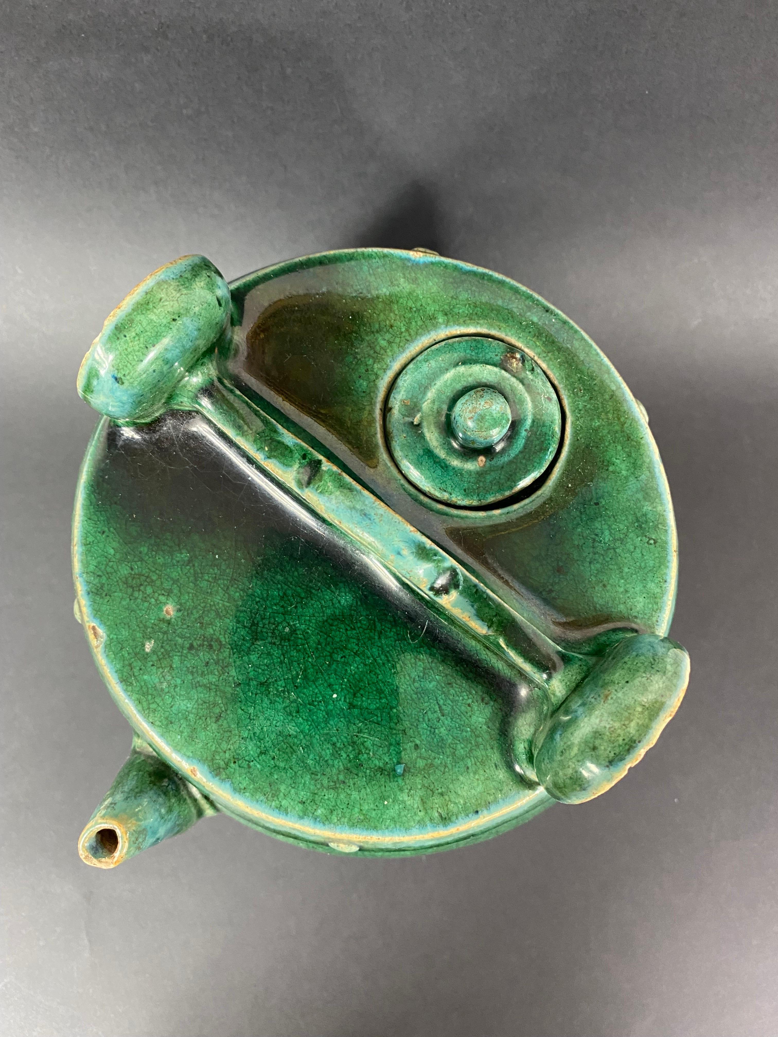 China Green Ceramic Alcohol Gourd 19th Century For Sale 2
