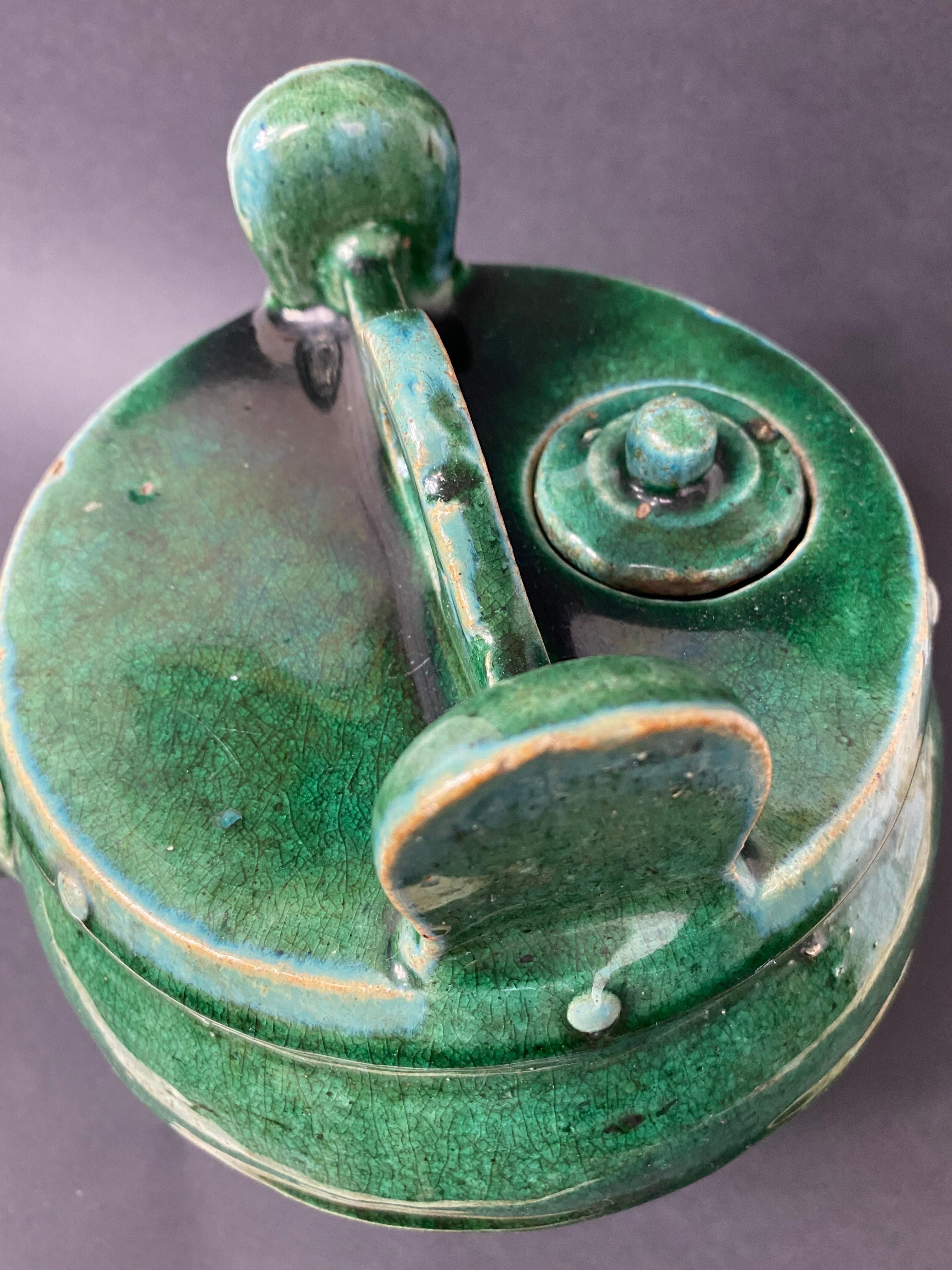 China Green Ceramic Alcohol Gourd 19th Century For Sale 3