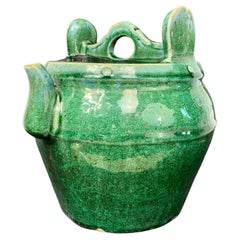 China Green Ceramic Alcohol Gourd 19th Century