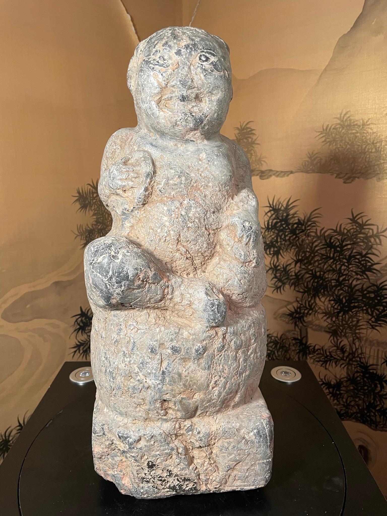 China Ancient Stone Entertainer, Han Dynasty 200 AD For Sale 6