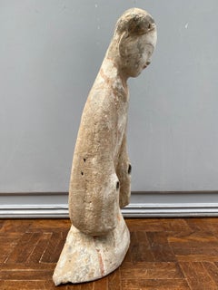 China – Kneeling Court Lady in Gray Terracotta