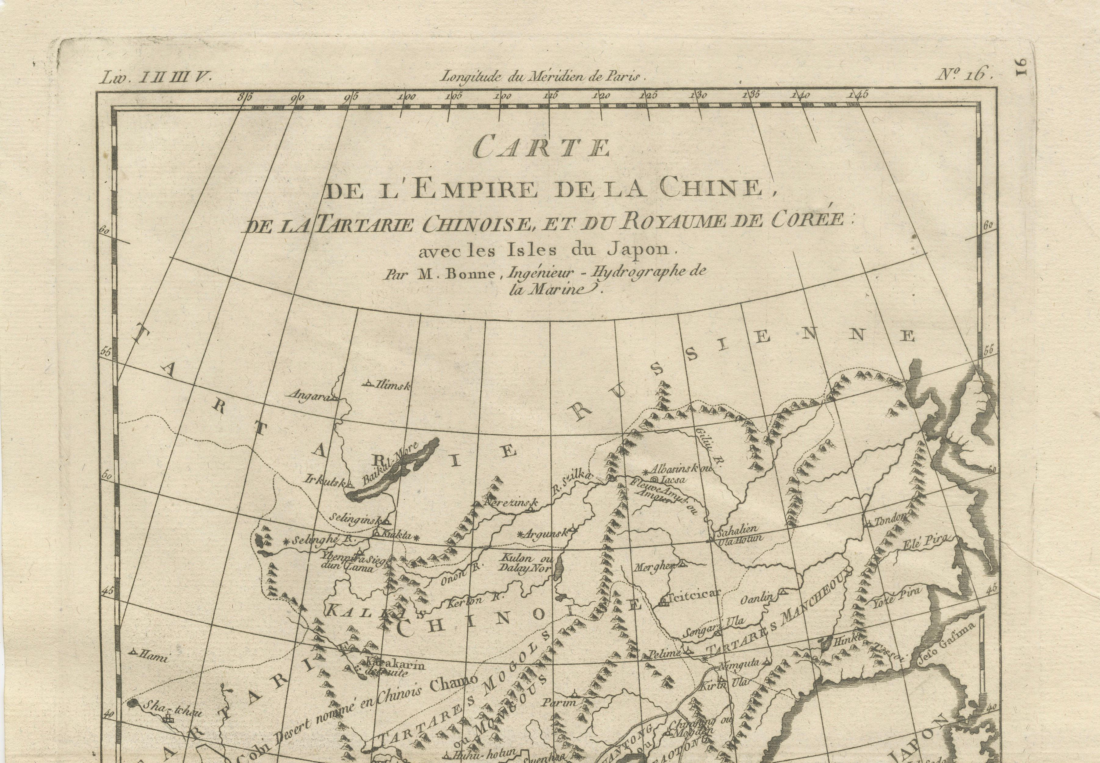 China, Korea & Japan – Antique East Asia Map, Bonne c1780