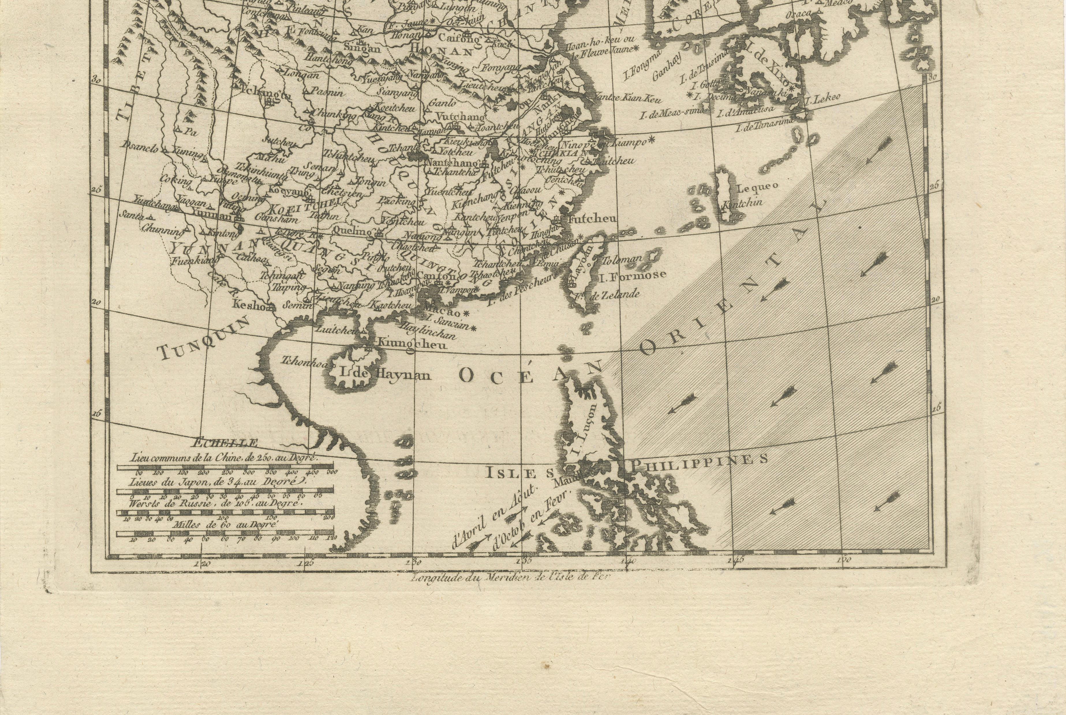 China, Korea & Japan – Antique East Asia Map, Bonne c1780